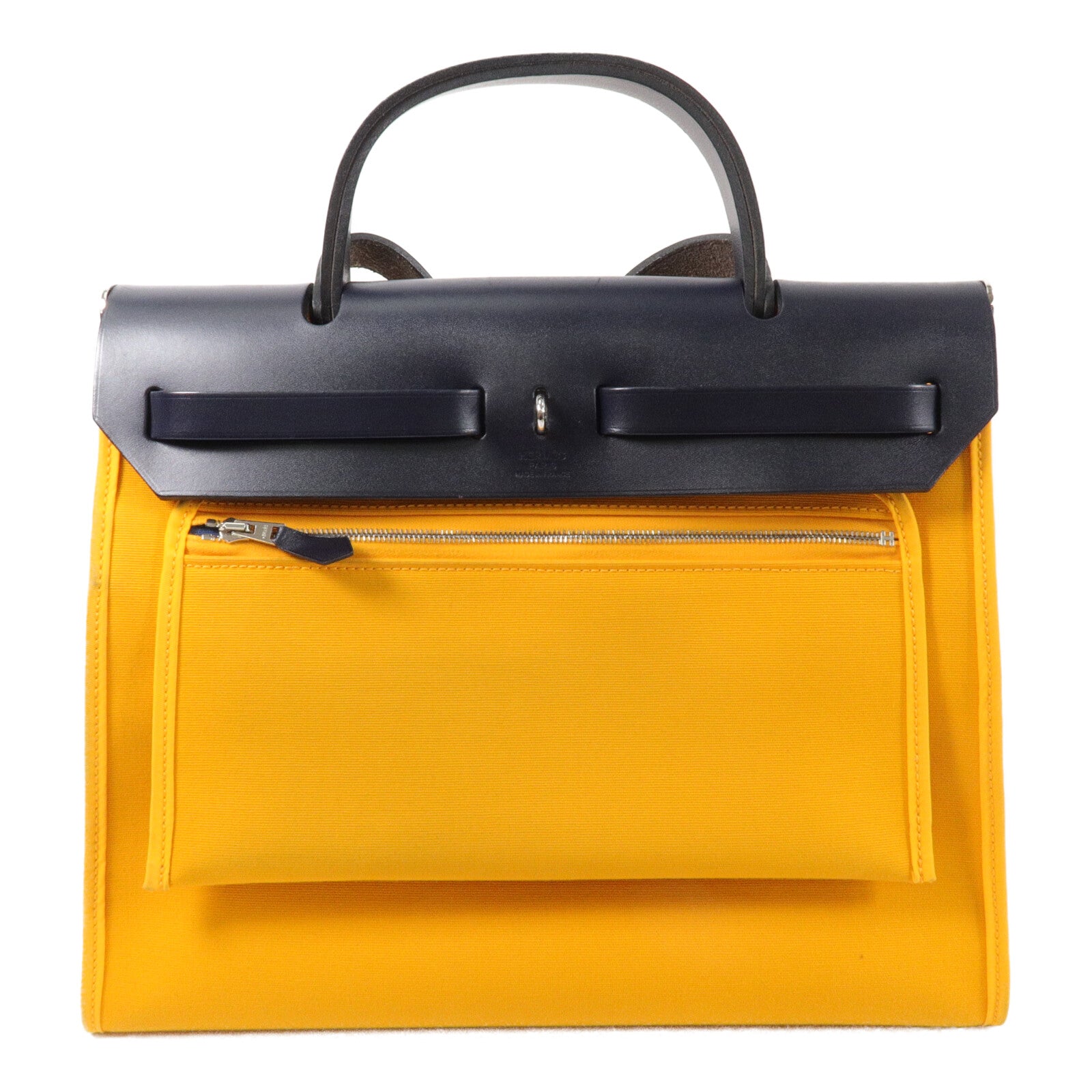 HERMES 帆布Herbag PM手挽肩背兩用袋Jaune D'Or