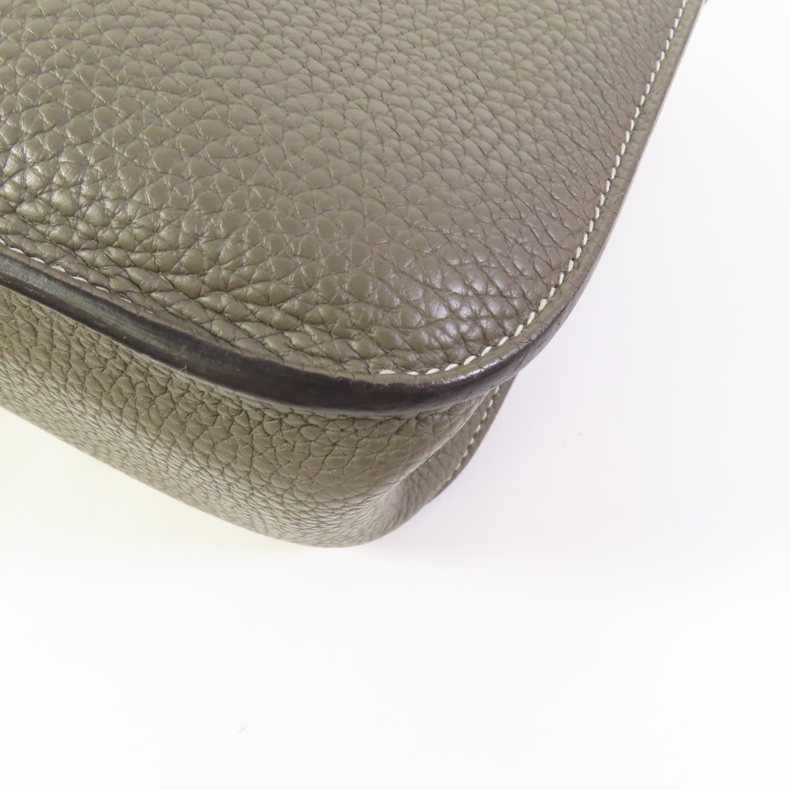 HERMES Clemence皮革Halzan 31金扣手挽肩背兩用袋Etain