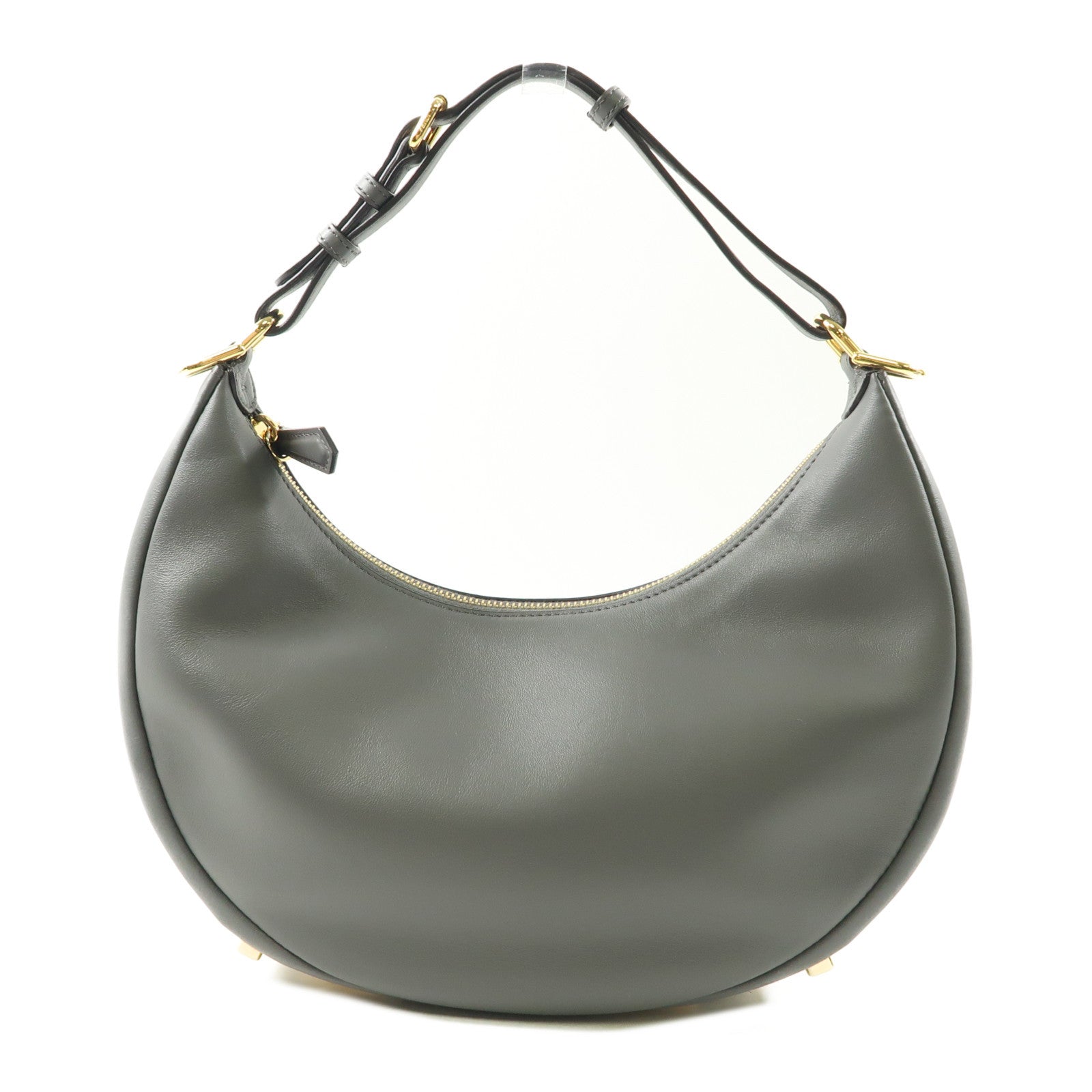 FENDI 牛皮皮革Graphy金扣肩背袋灰色