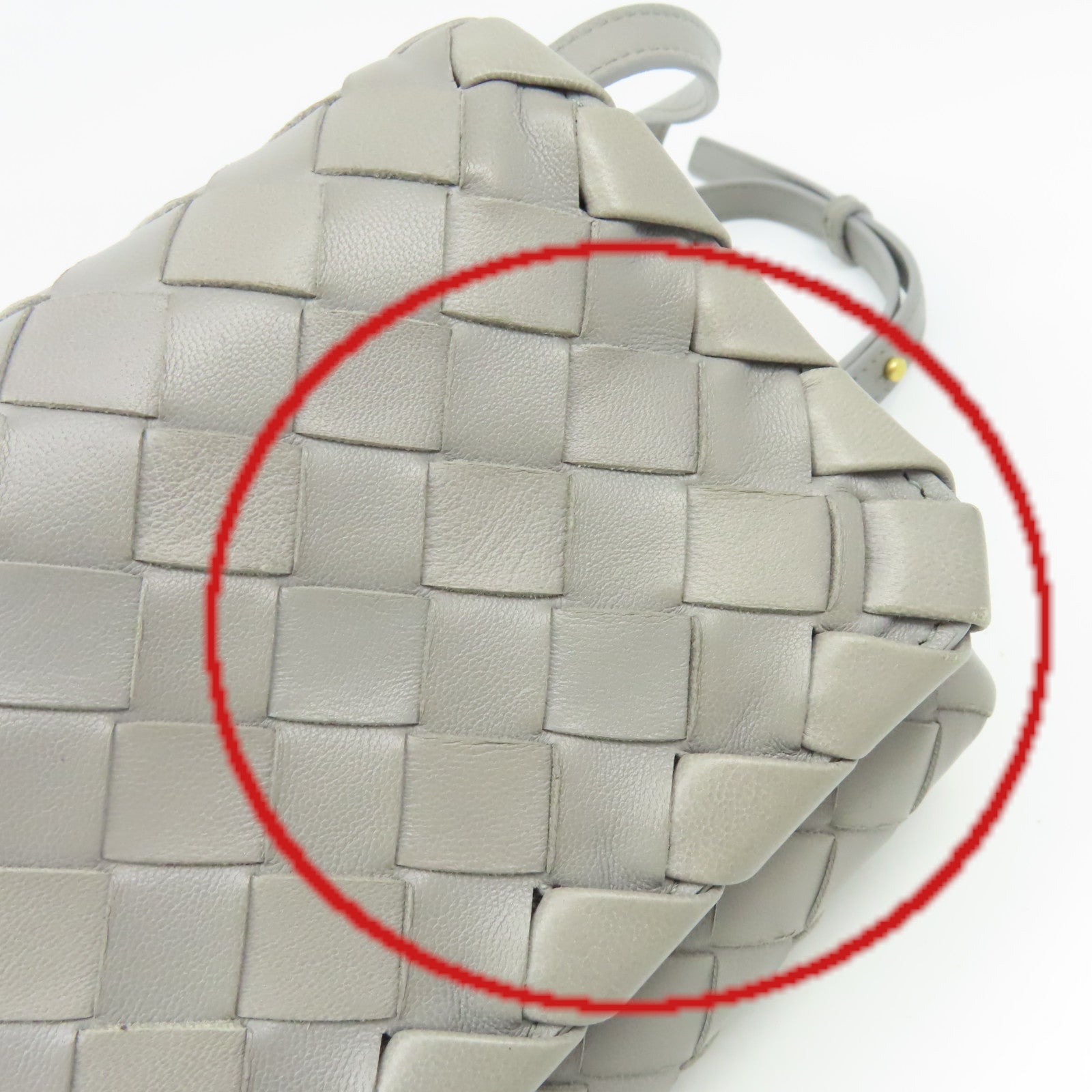 BOTTEGA VENETA 【激減優惠】織紋皮革Shoulder Bag肩背袋灰色