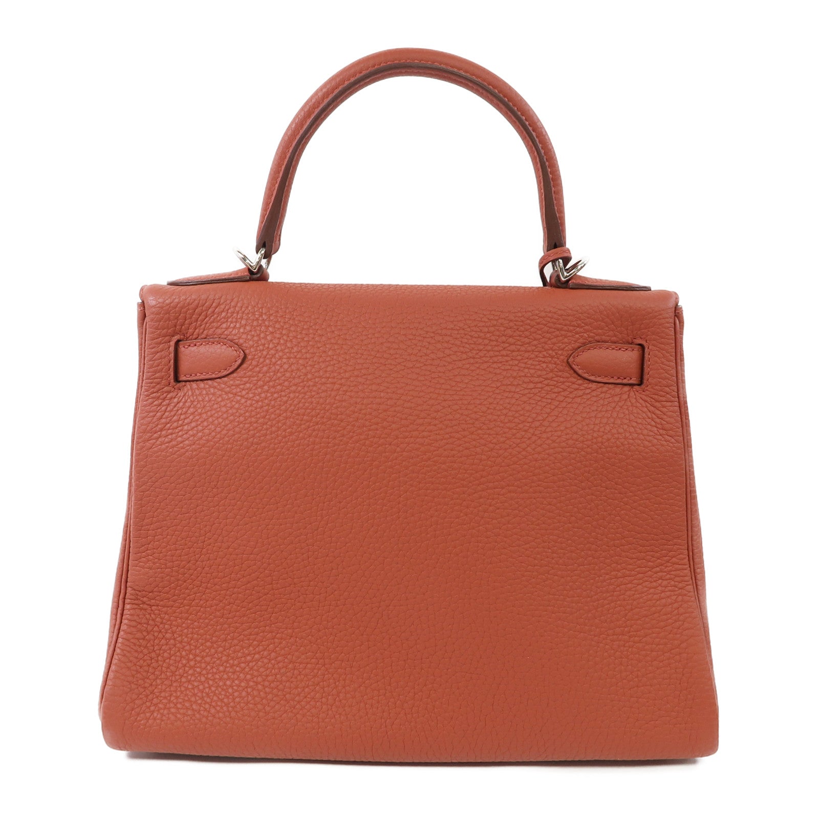HERMES 【激減優惠】Clemence皮革Kelly 28銀扣手挽肩背兩用袋紅色