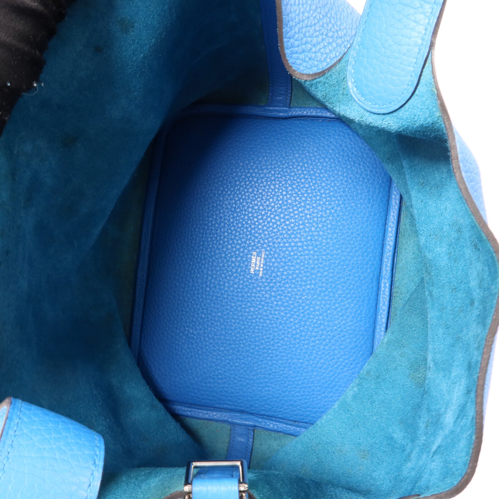 HERMES Clemence皮革Picotin MM扣手挽袋Bleu Zanzibar