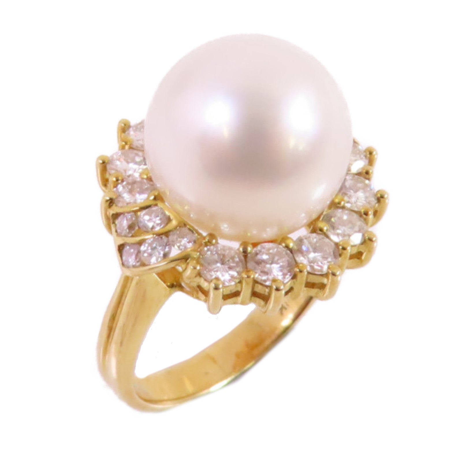 JEWELRY 18K黃金Pearl/Diamond Ring珍珠/鑽石戒指US#3.5