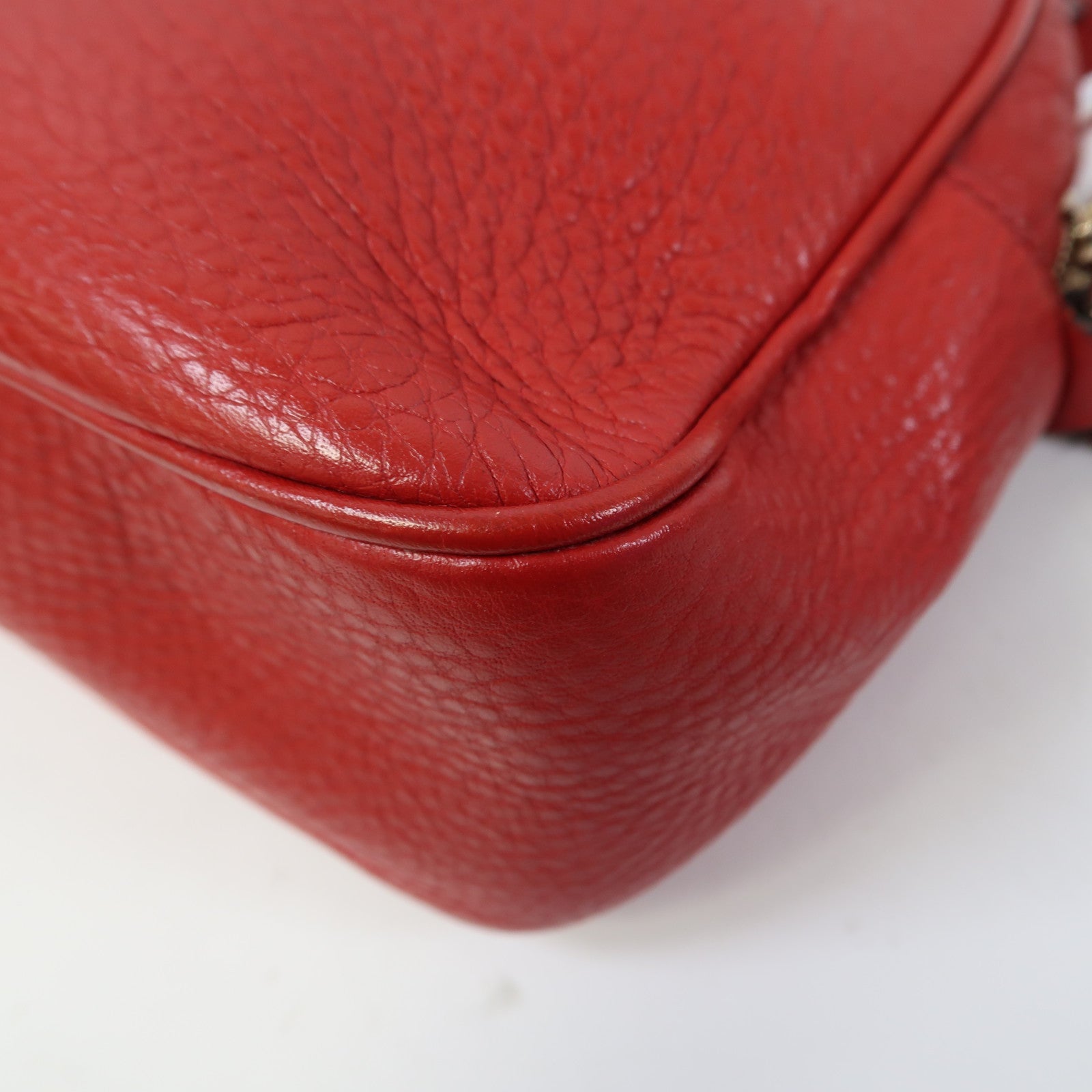 GUCCI 牛皮皮革Soho Disco Shoulder Bag金扣肩背袋紅色