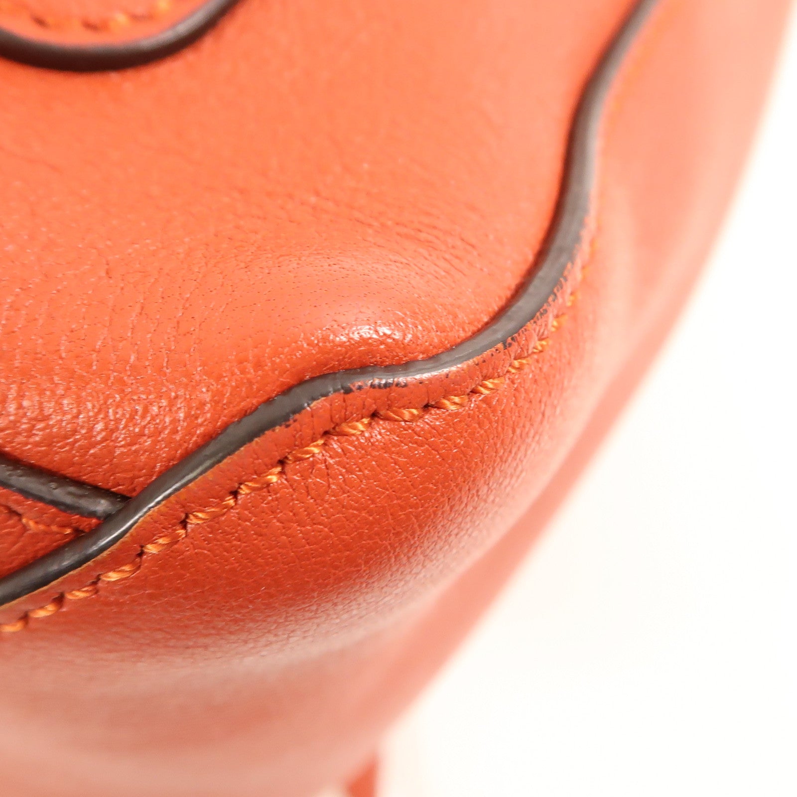 Chloe GHW 2 Way Shoulder Bag Handbag Calfskin Leather Red