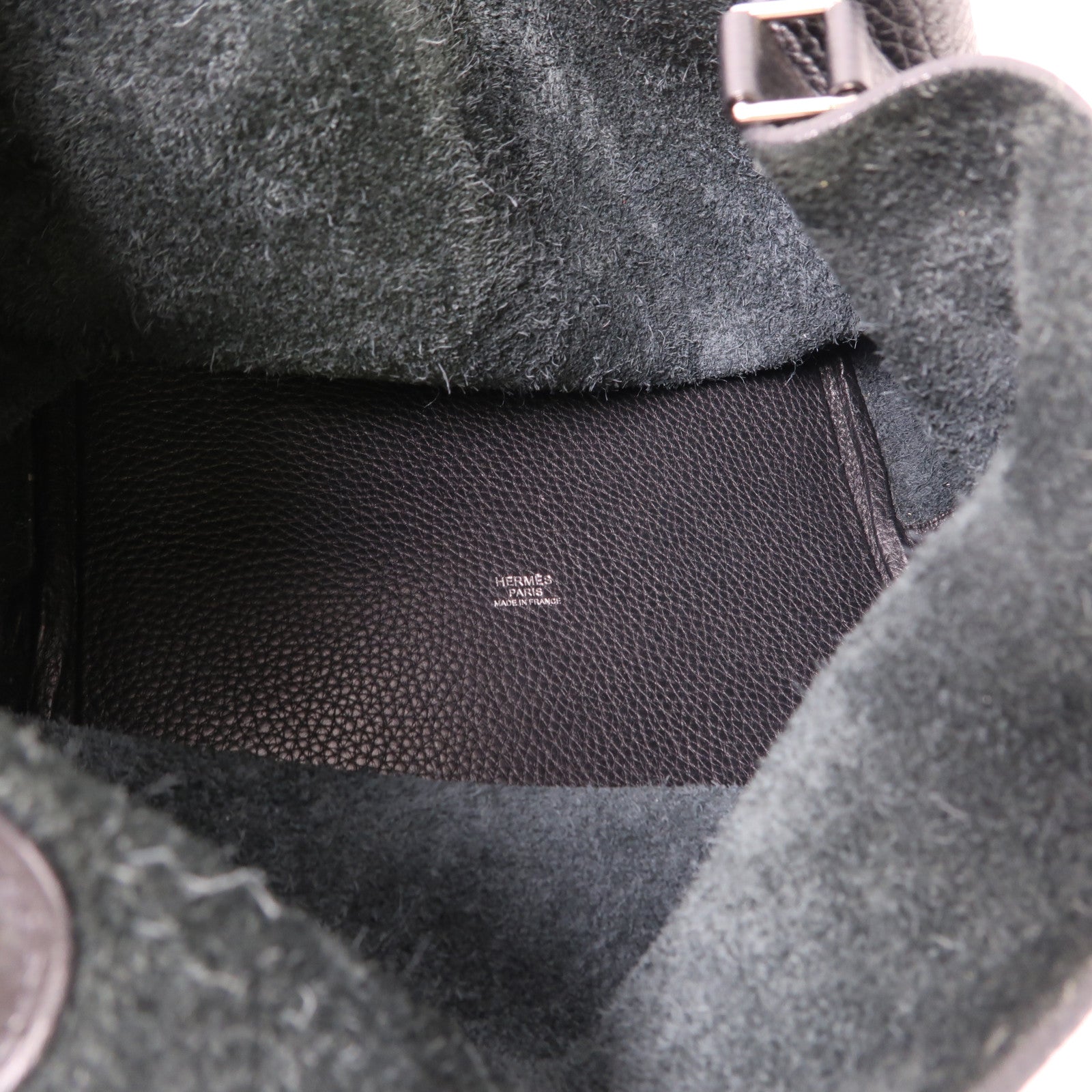 HERMES Clemence皮革Picotin MM銀扣手挽袋Noir