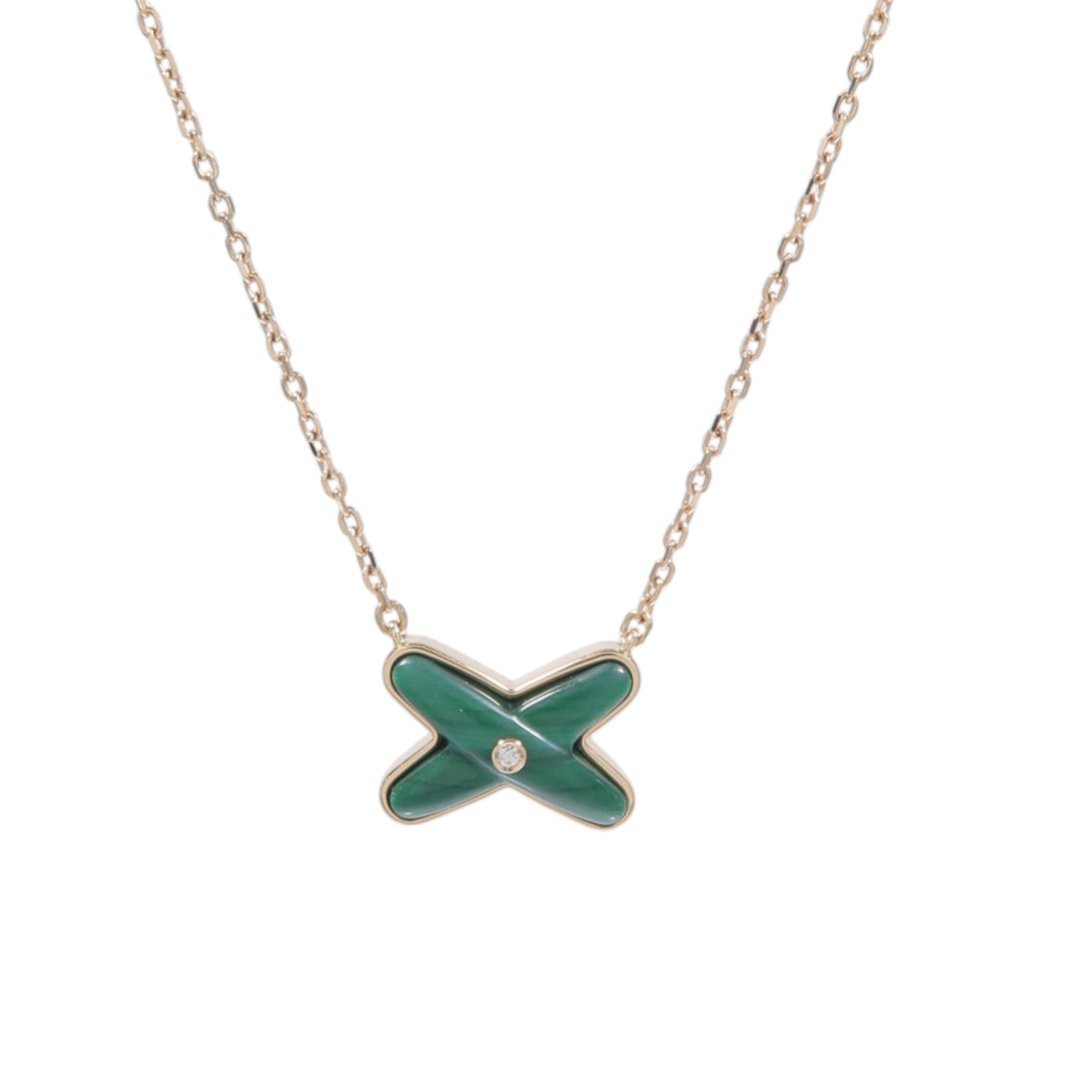 Chaumet 18K玫瑰金Jeux De Liens孔雀石/鑽石項鍊