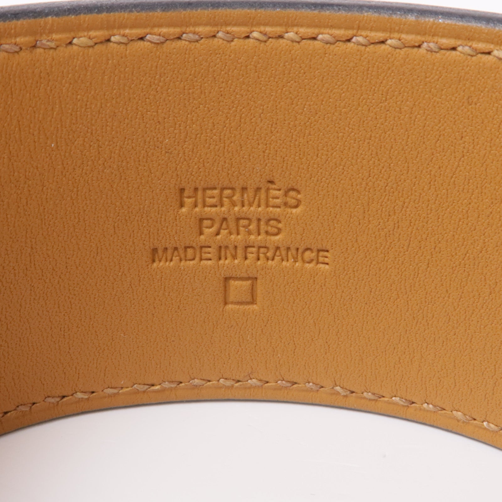 HERMES 鱷魚皮革2002 Manchette銀扣手鐲Noir