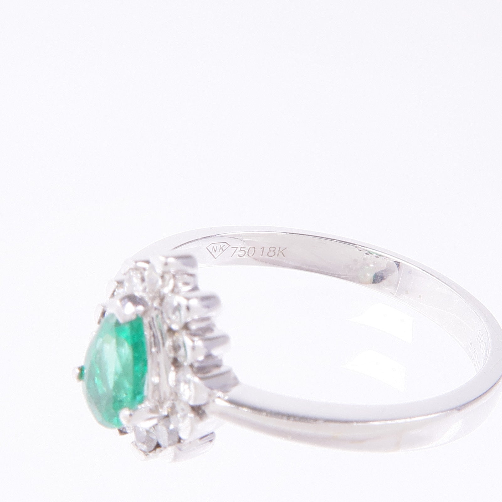 JEWELRY 【激減優惠】18K白金Emerald/Diamond Ring綠寶石/鑽石戒指US#7.25