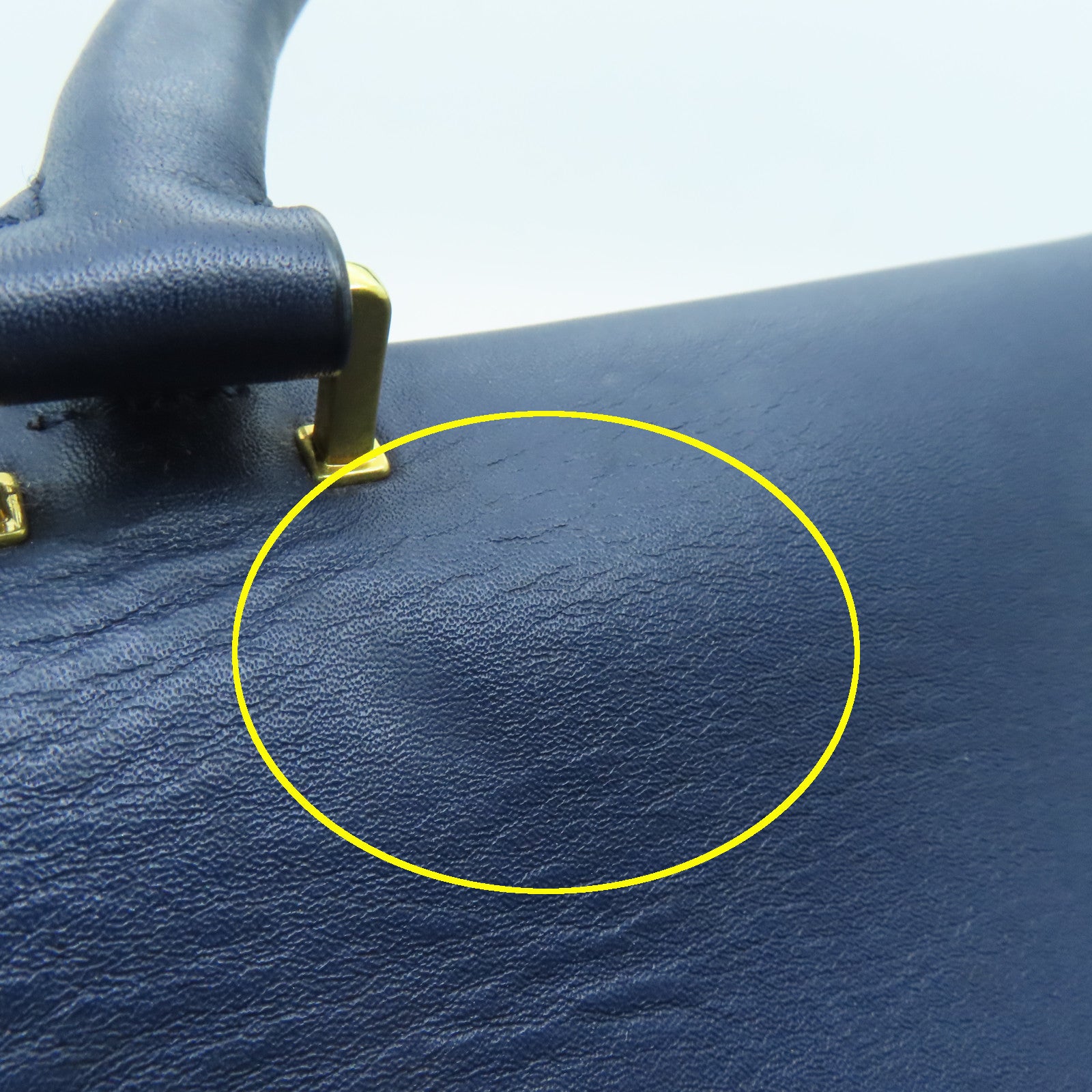CELINE cowhide leather Trapeze gold buckle handle shoulder bag blue
