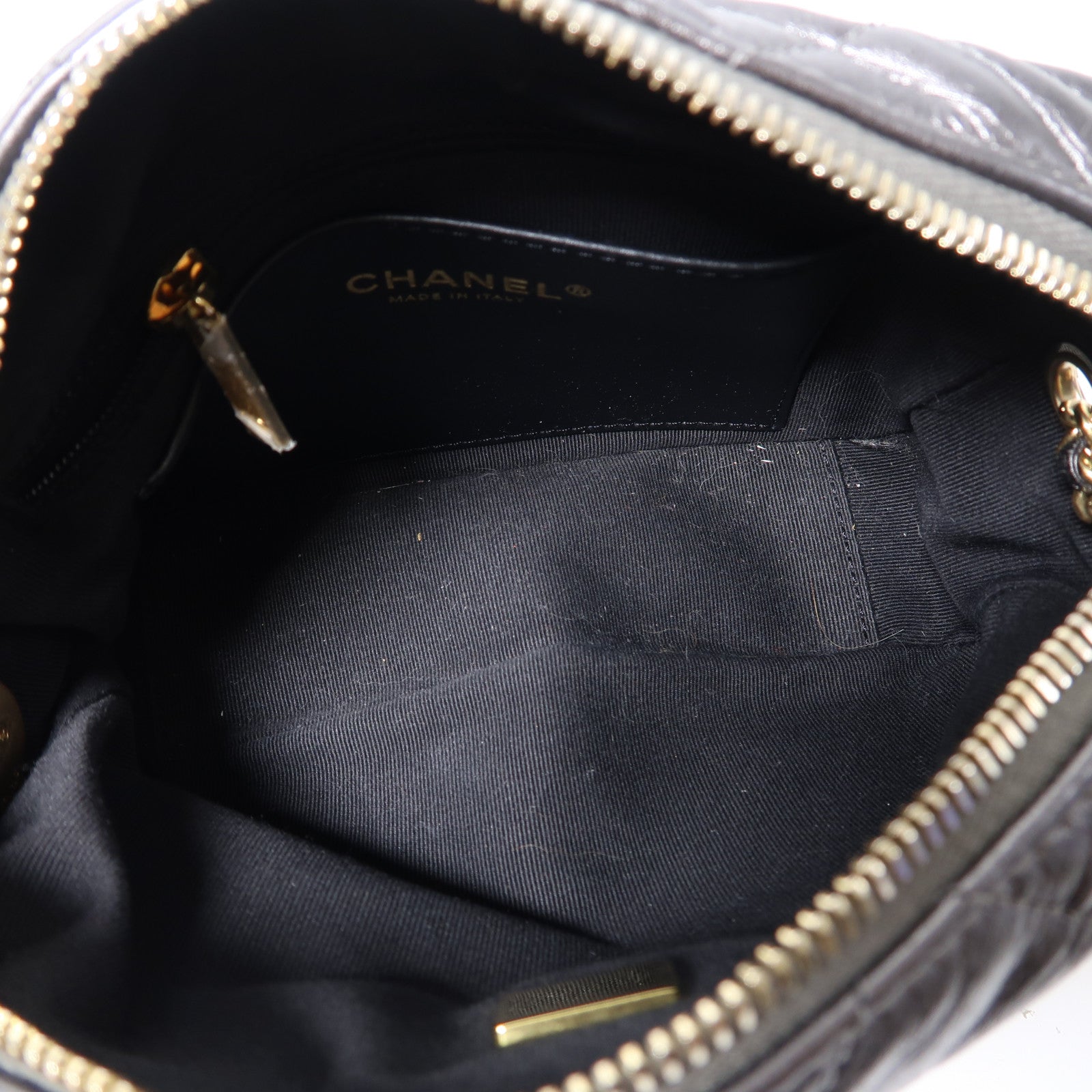 CHANEL 菱格皮革Chain Shoulder金扣鏈帶肩背袋灰色