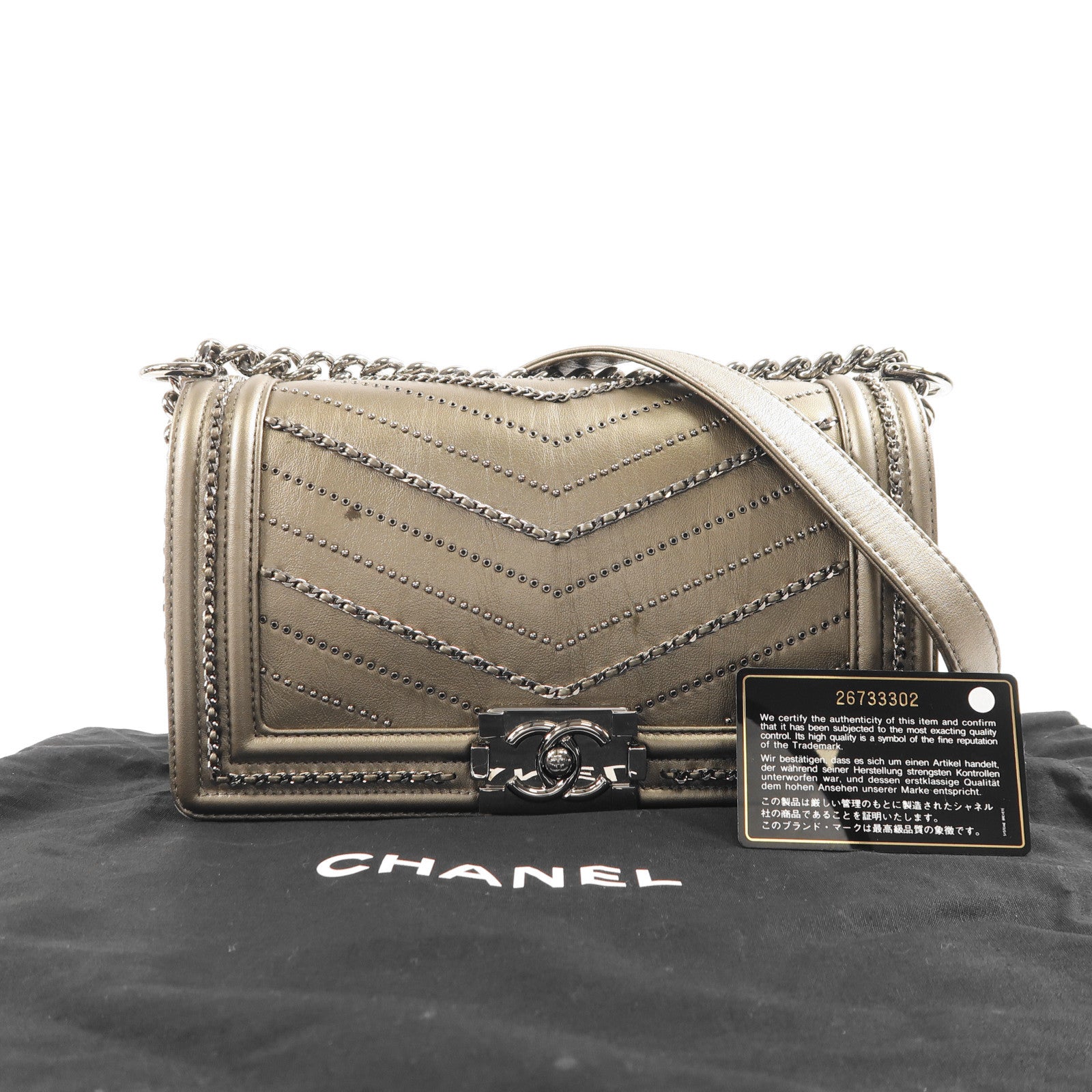 CHANEL CC SHW Boy Chanel Shoulder Bag 26733302 Calfskin Leather Grey