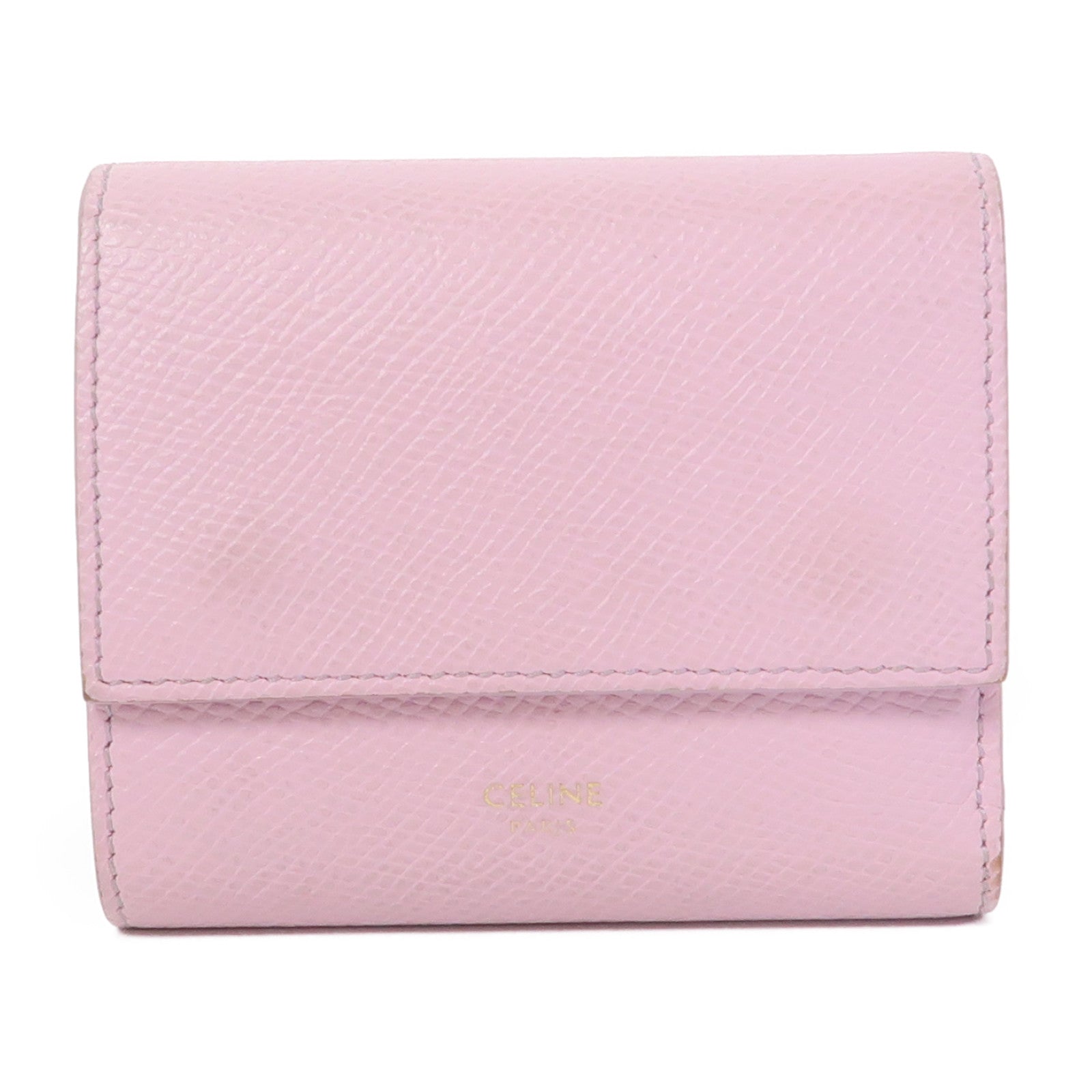 CELINE 牛皮皮革Wallet金扣錢包粉紅色