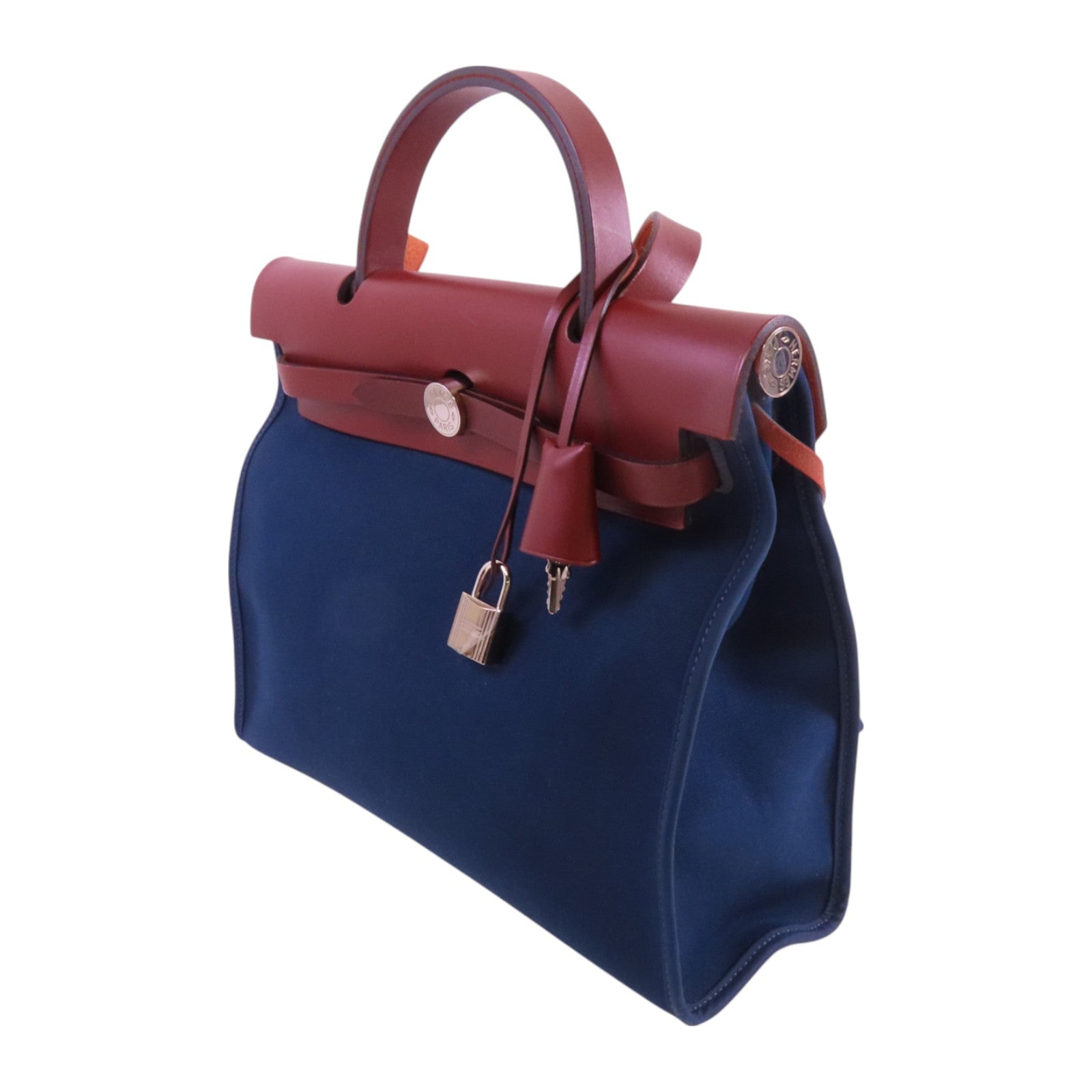 HERMES 帆布Herbag PM銀扣手挽肩背兩用袋