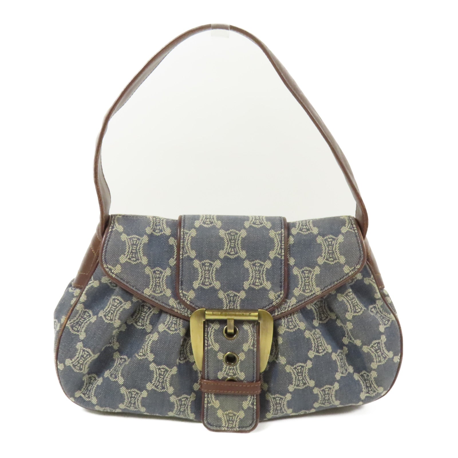 CELINE 牛仔布Shoulder Bag金扣肩背袋