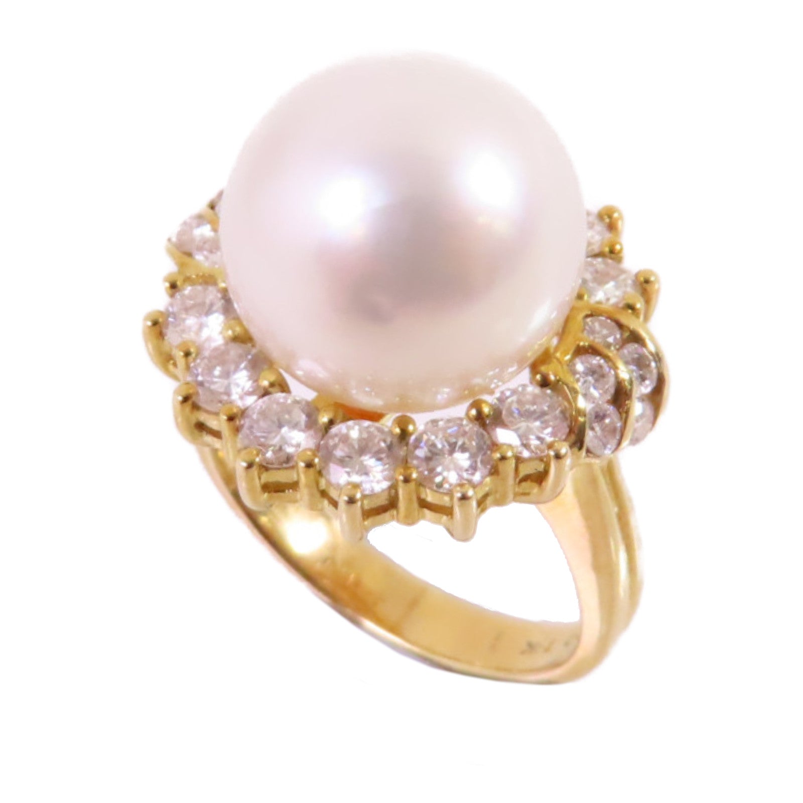 JEWELRY 18K黃金Pearl/Diamond Ring珍珠/鑽石戒指US#3.5