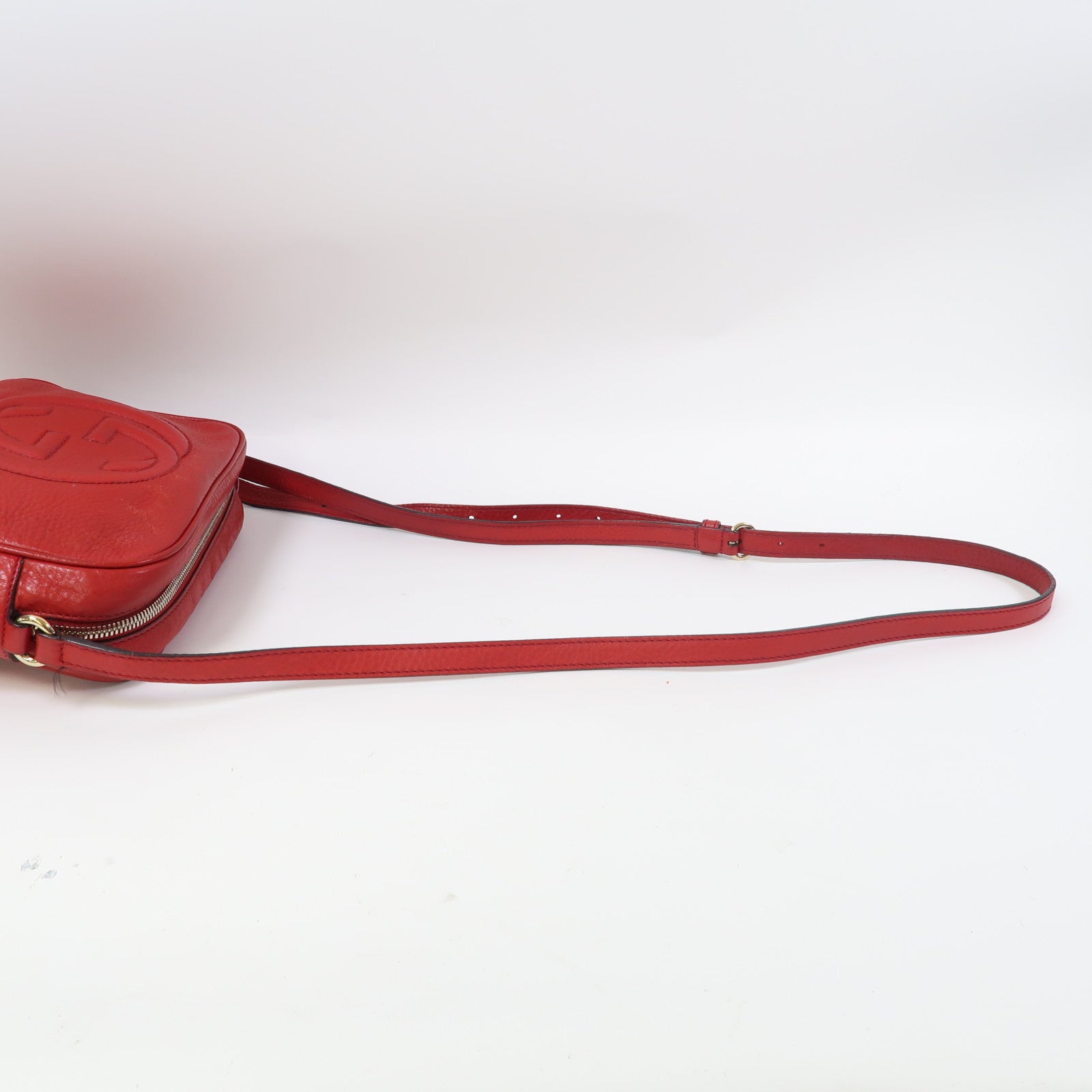 GUCCI 牛皮皮革Soho Disco Shoulder Bag金扣肩背袋紅色