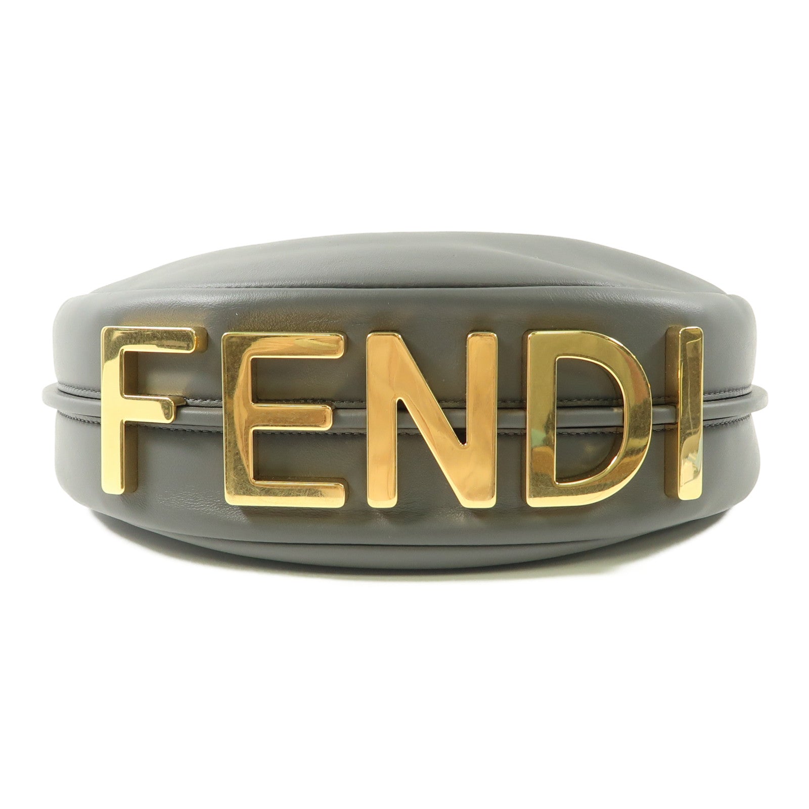 FENDI 牛皮皮革Graphy金扣肩背袋灰色
