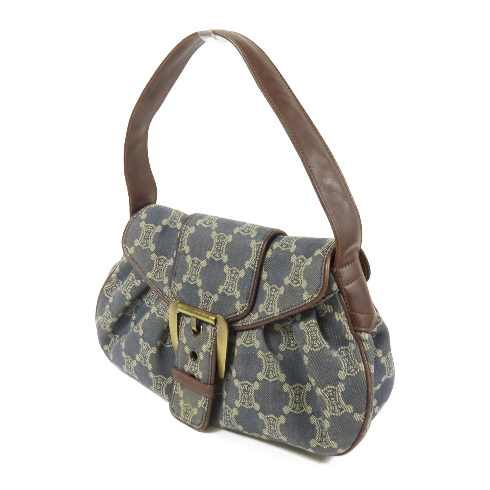 CELINE 牛仔布Shoulder Bag金扣肩背袋