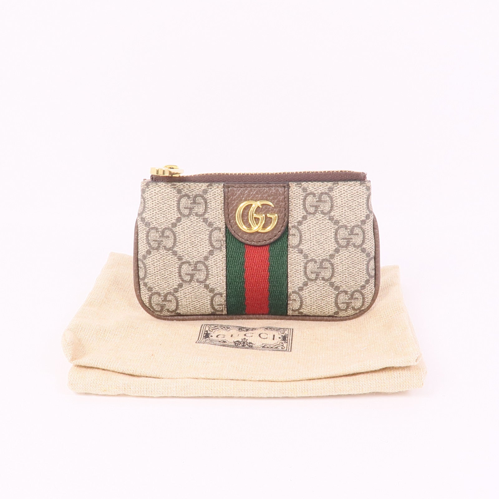 GUCCI GG GHW Ophidia Key Case 671722 Coated Canvas Brown