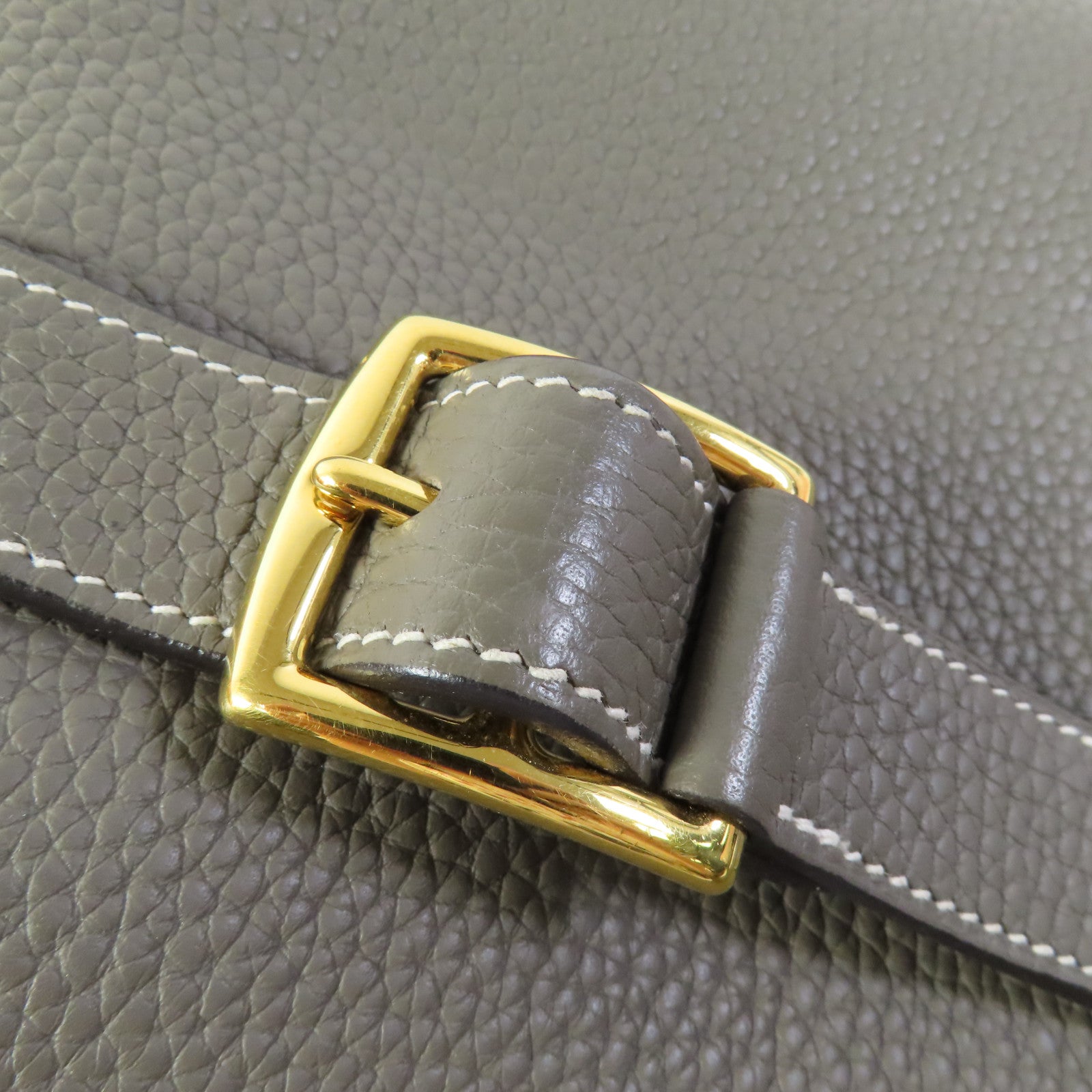 HERMES Clemence皮革Halzan 31金扣手挽肩背兩用袋Etain