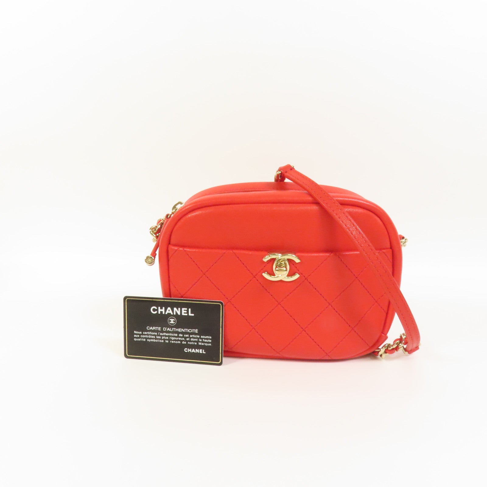 CHANEL 牛皮皮革Shoulder Bag金扣鏈帶肩背袋