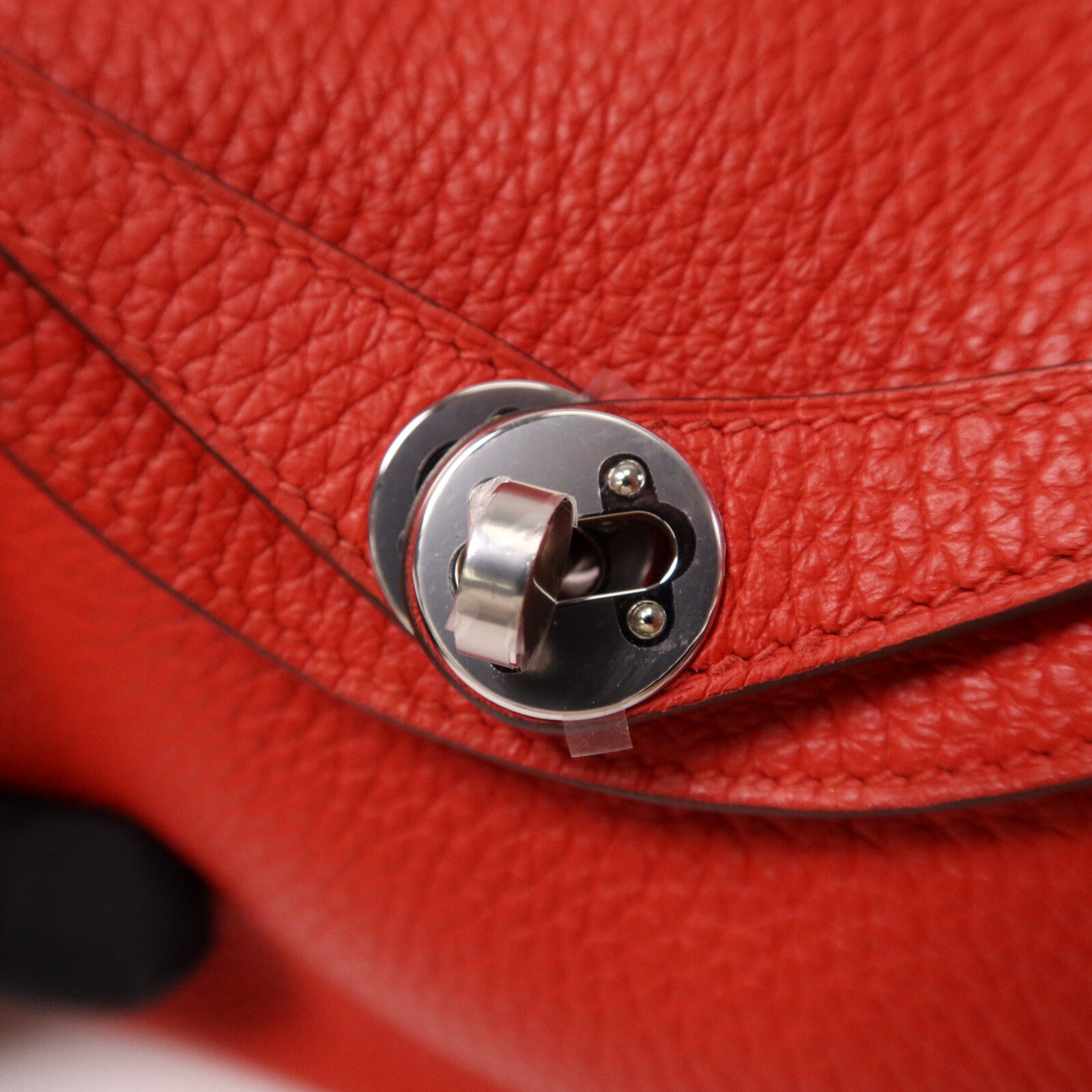HERMES Clemence皮革Mini Lindy銀扣手挽肩背兩用袋Rouge de Coeur