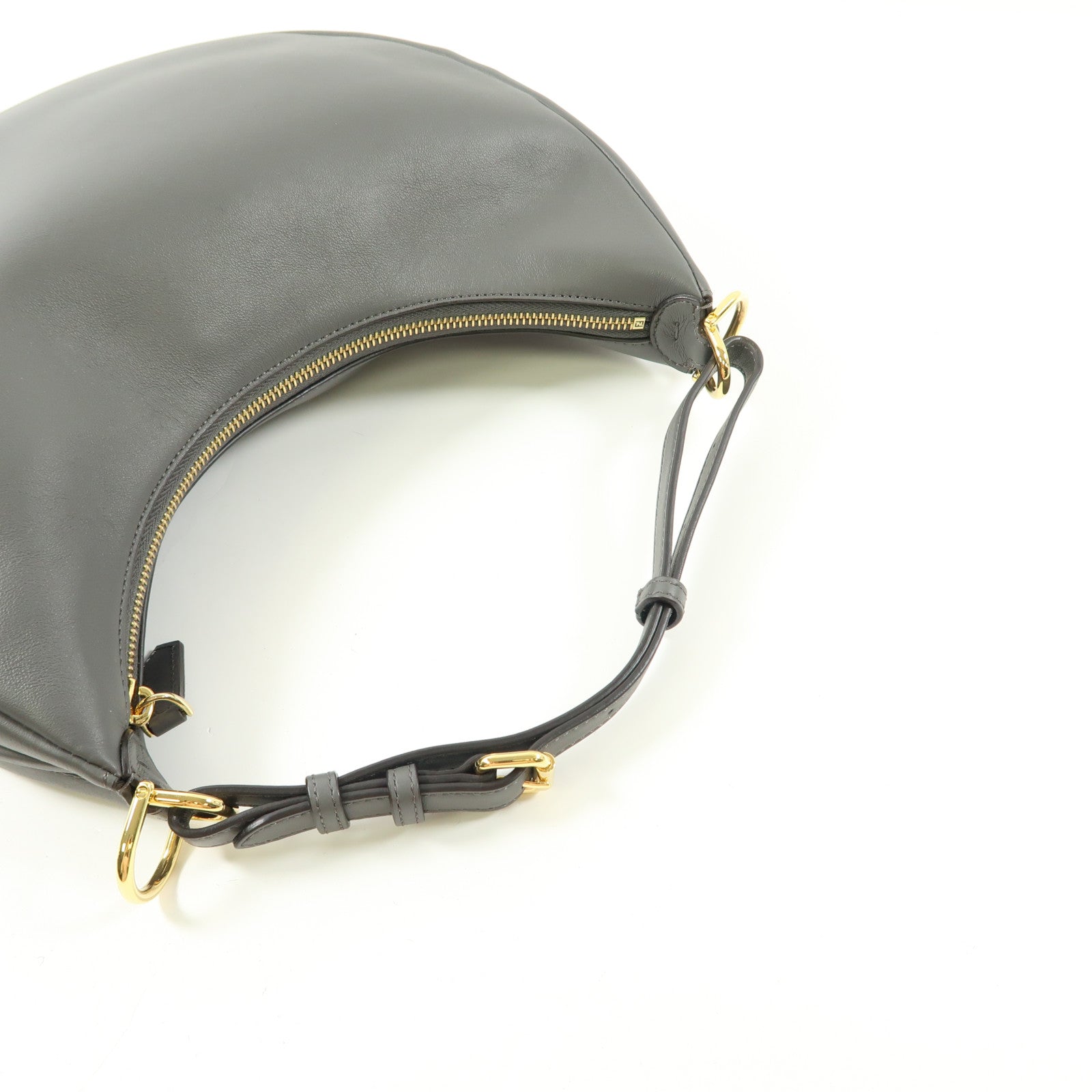 FENDI 牛皮皮革Graphy金扣肩背袋灰色