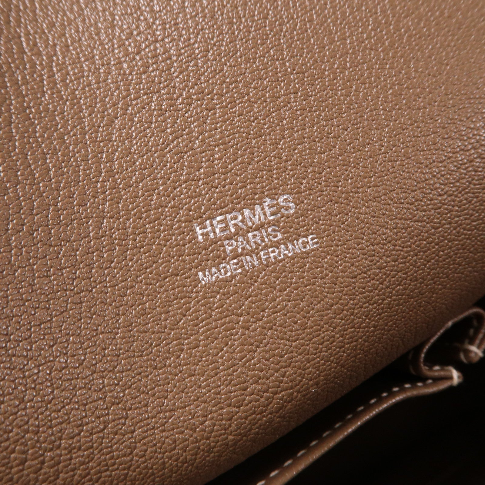 HERMES Clemence皮革Jypsiere 34銀扣肩背袋Etoupe大象灰色
