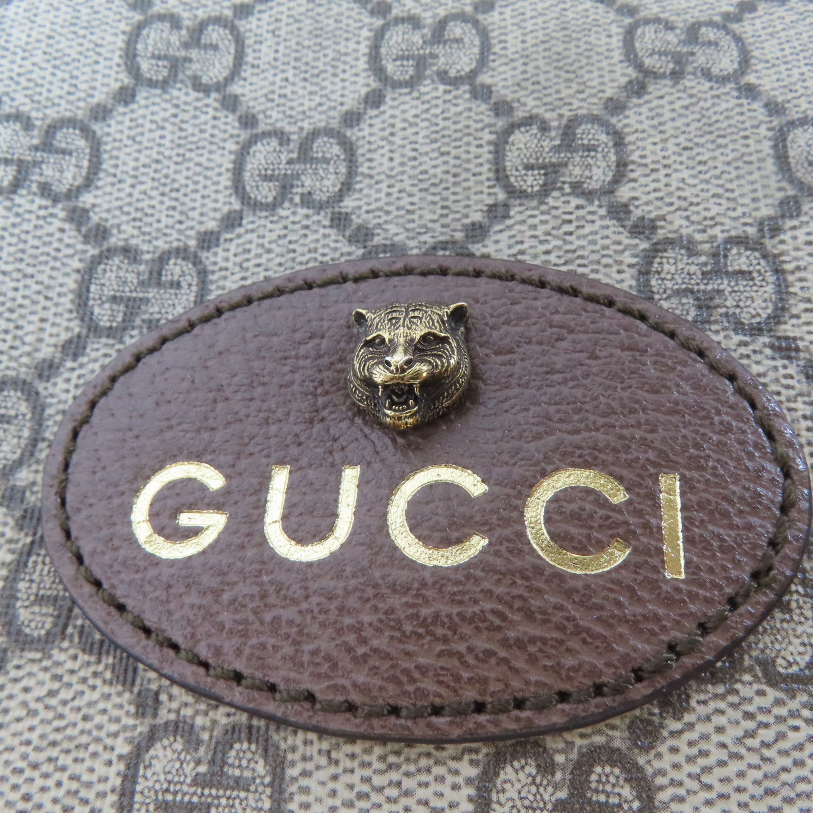 GUCCI 塗層帆布Neo Vintage金扣肩背袋啡色