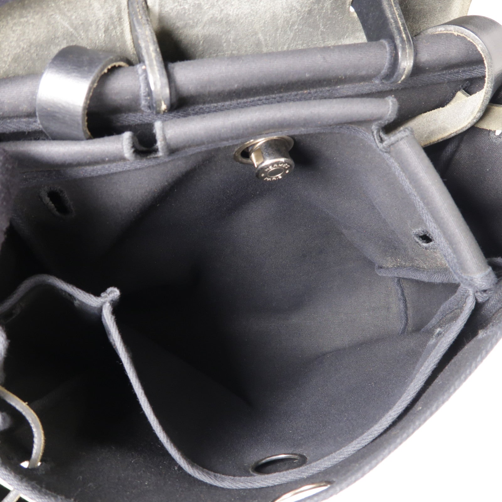 HERMES 帆布Herbag Backpack銀扣背包