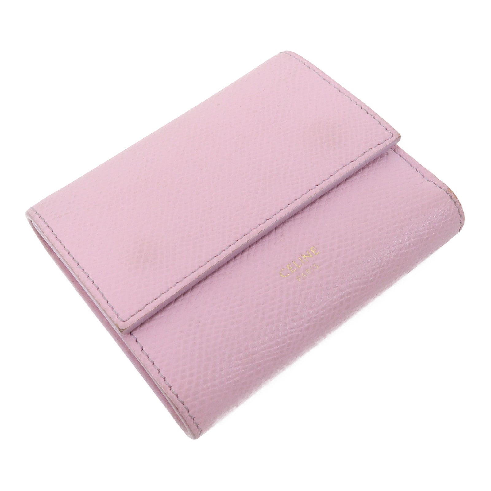 CELINE 牛皮皮革Wallet金扣錢包粉紅色