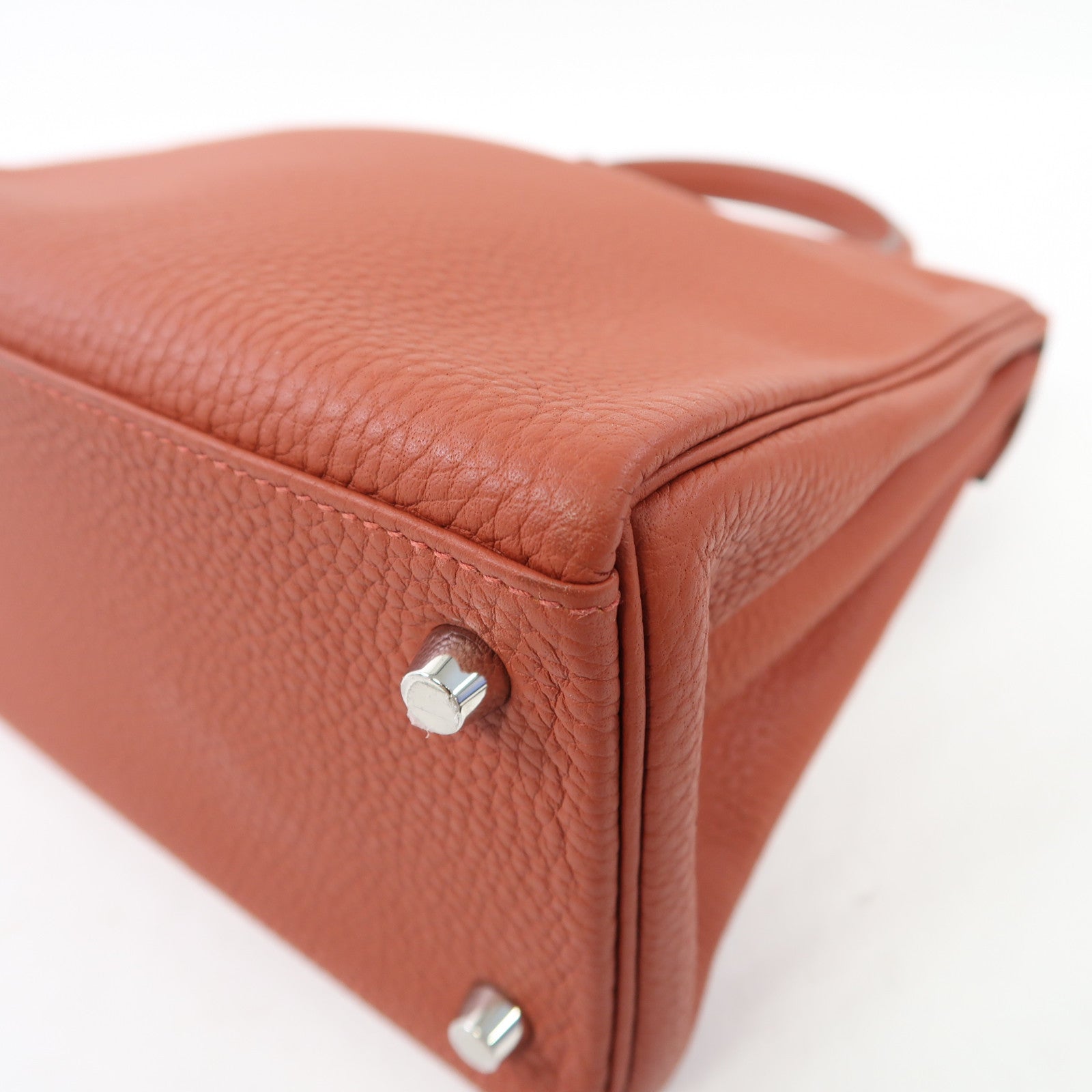 HERMES 【激減優惠】Clemence皮革Kelly 28銀扣手挽肩背兩用袋紅色