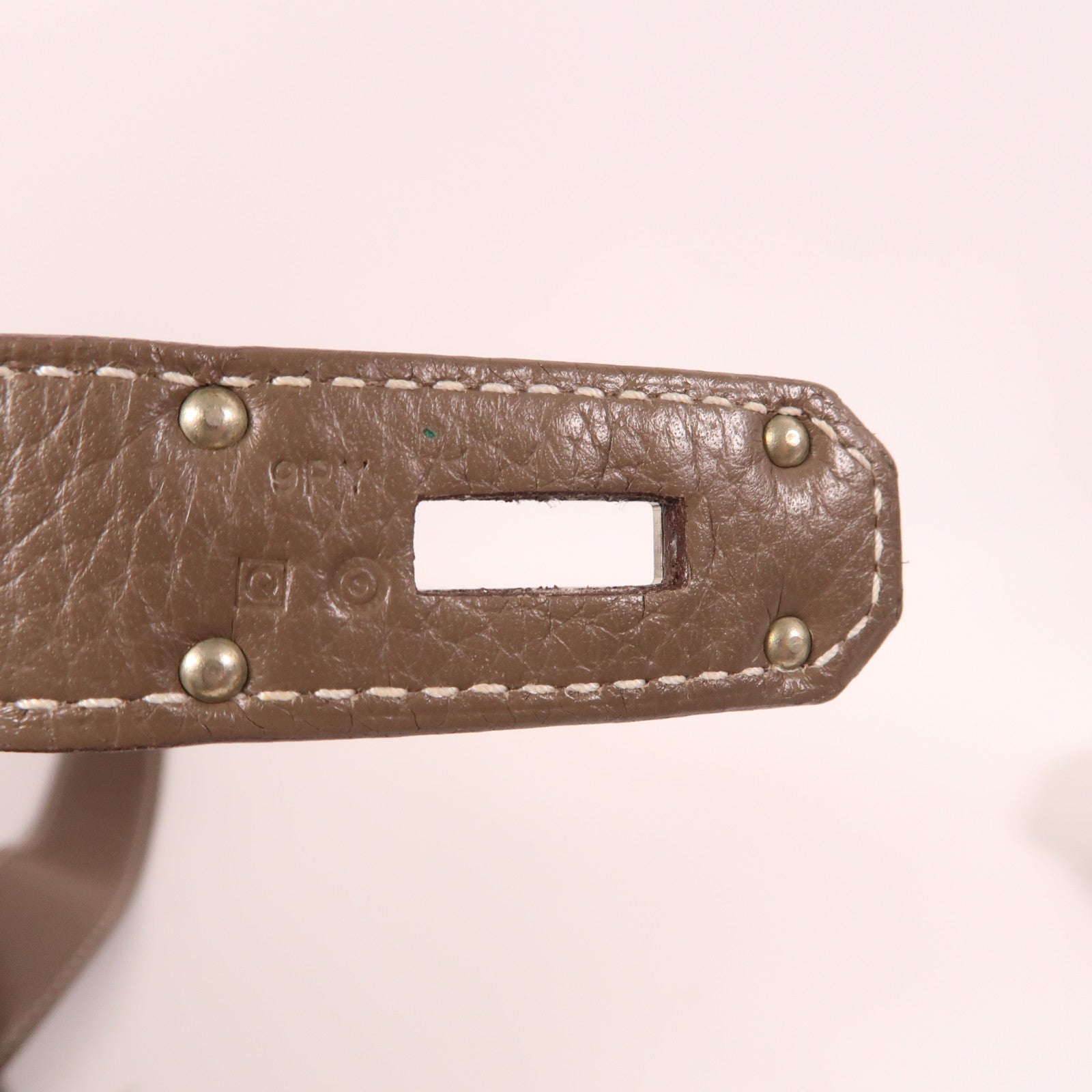 HERMES Clemence皮革Jypsiere 34銀扣肩背袋Etoupe大象灰色