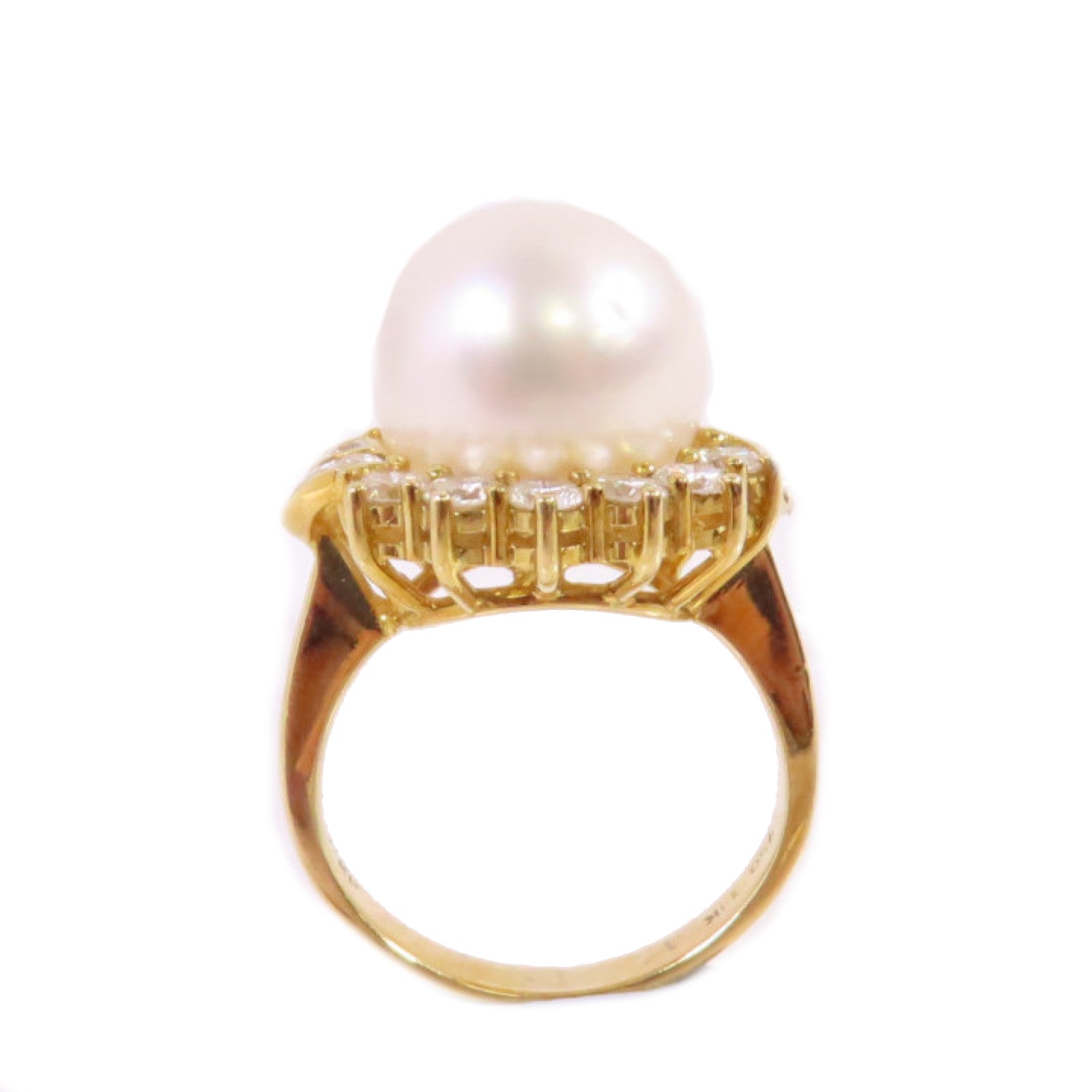 JEWELRY 18K黃金Pearl/Diamond Ring珍珠/鑽石戒指US#3.5