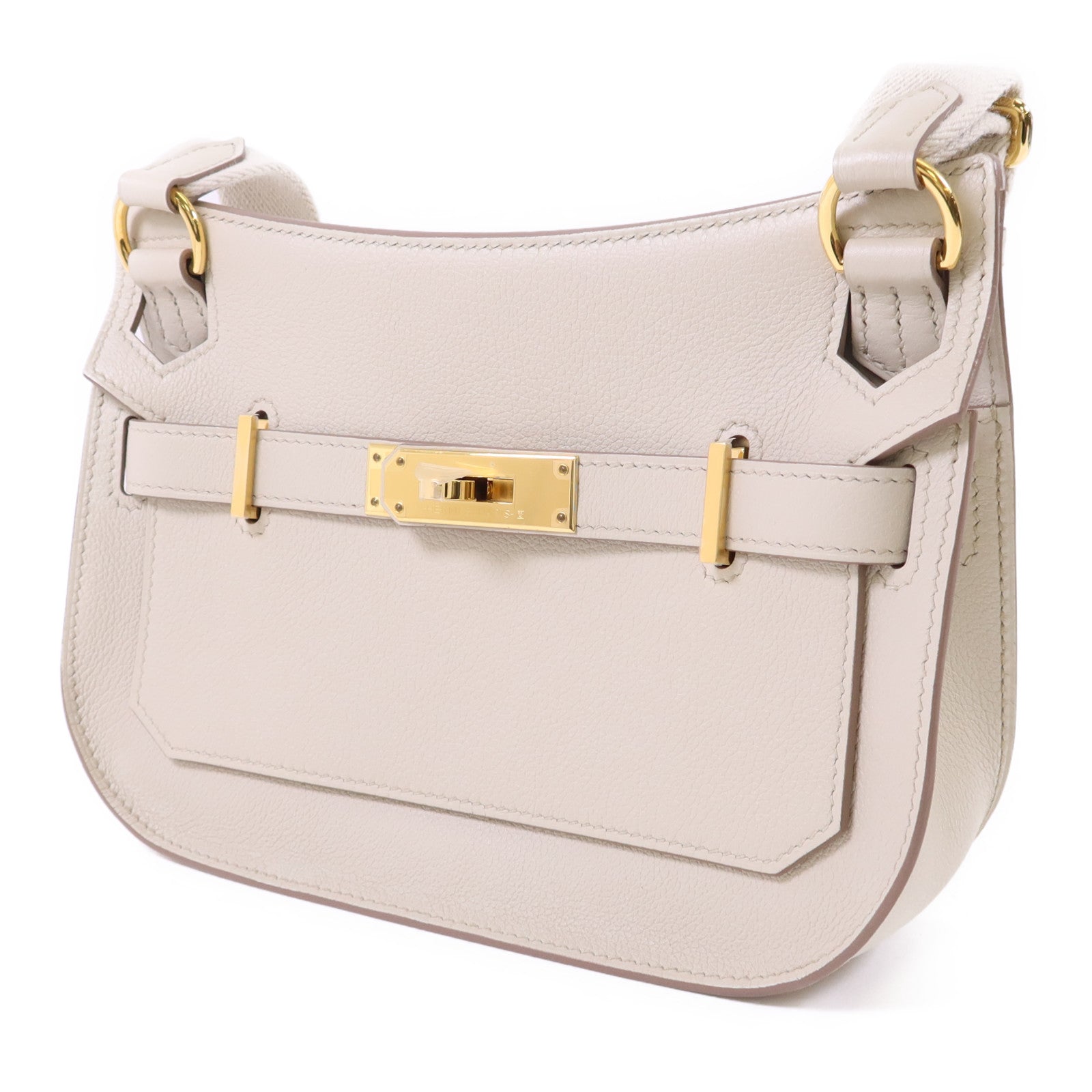 HERMES Evercolor皮革Mini Jypsiere金扣肩背袋Beton