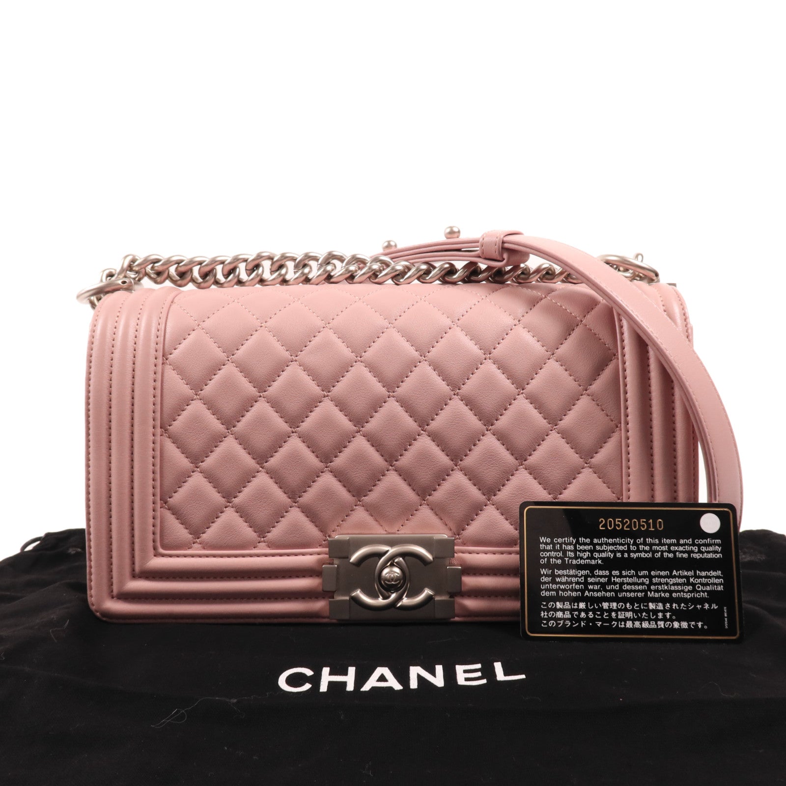 CHANEL 羊皮皮革Boy 25銀扣肩背袋