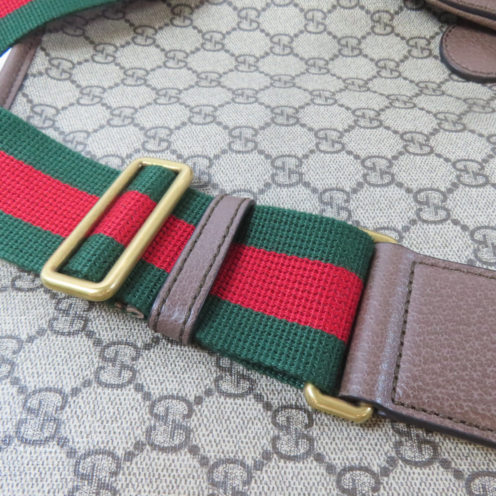 GUCCI 塗層帆布Neo Vintage金扣肩背袋啡色