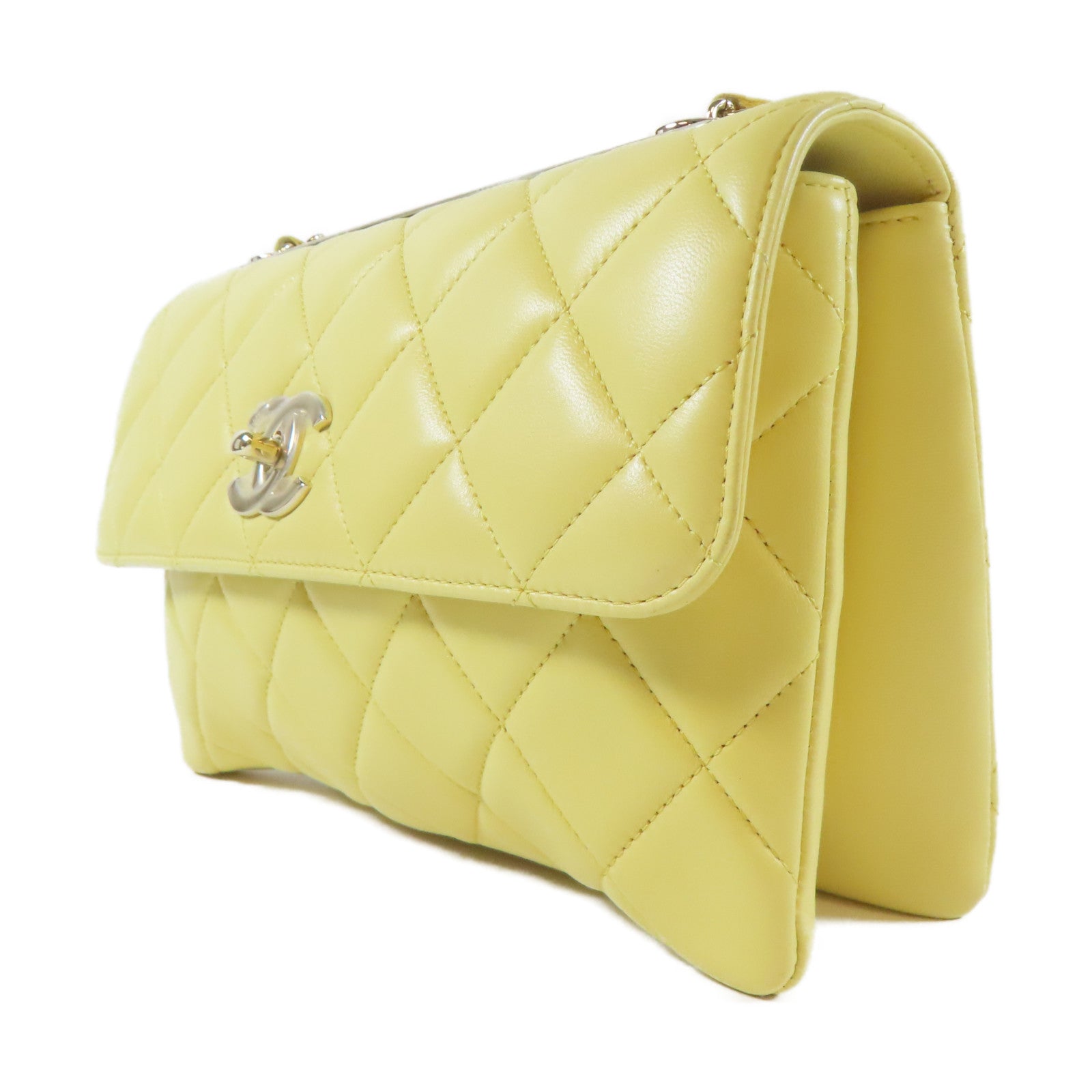 CHANEL 【激減優惠】菱格羊皮皮革Chain Shoulder Bag金扣鏈帶肩背袋黃色
