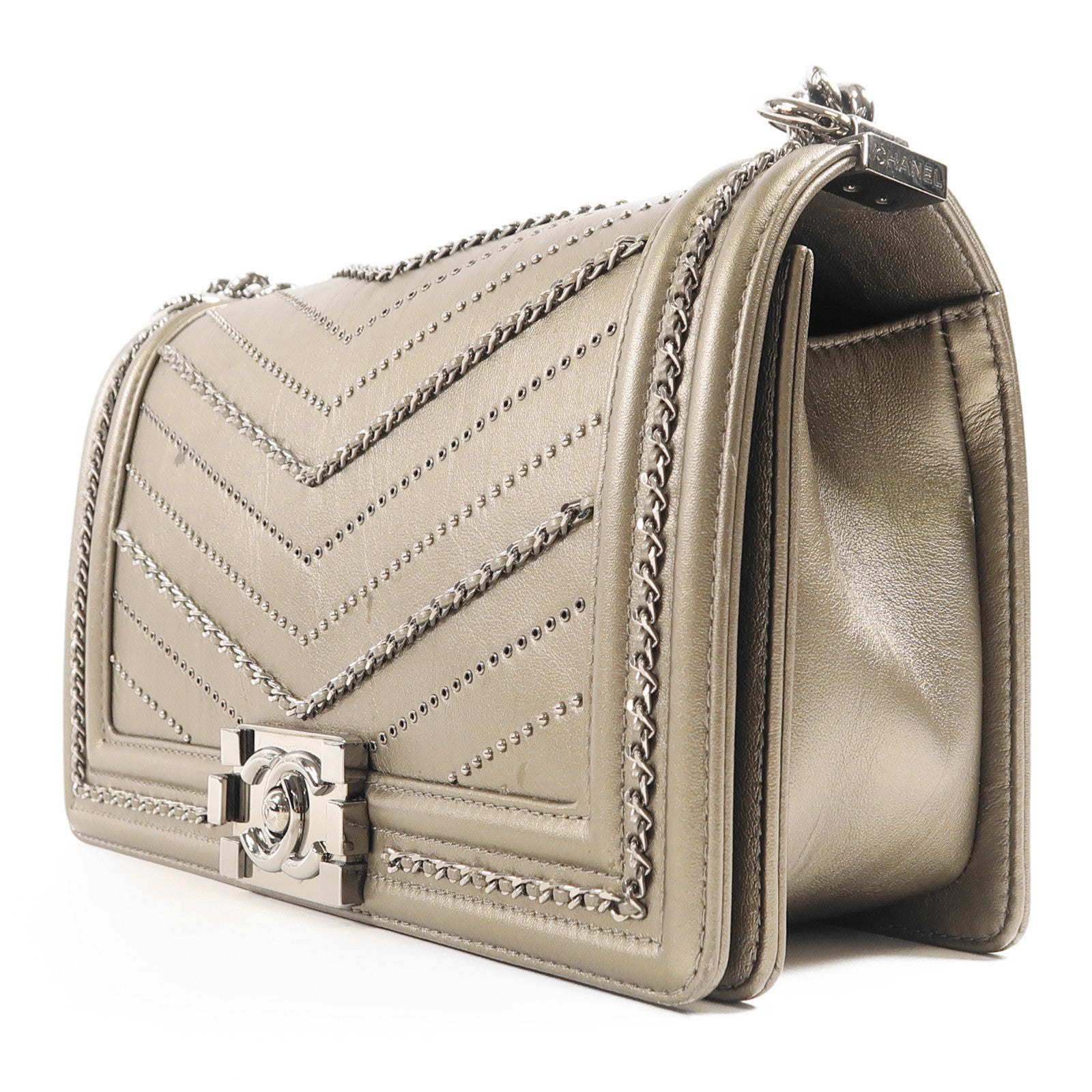 CHANEL CC SHW Boy Chanel Shoulder Bag 26733302 Calfskin Leather Grey