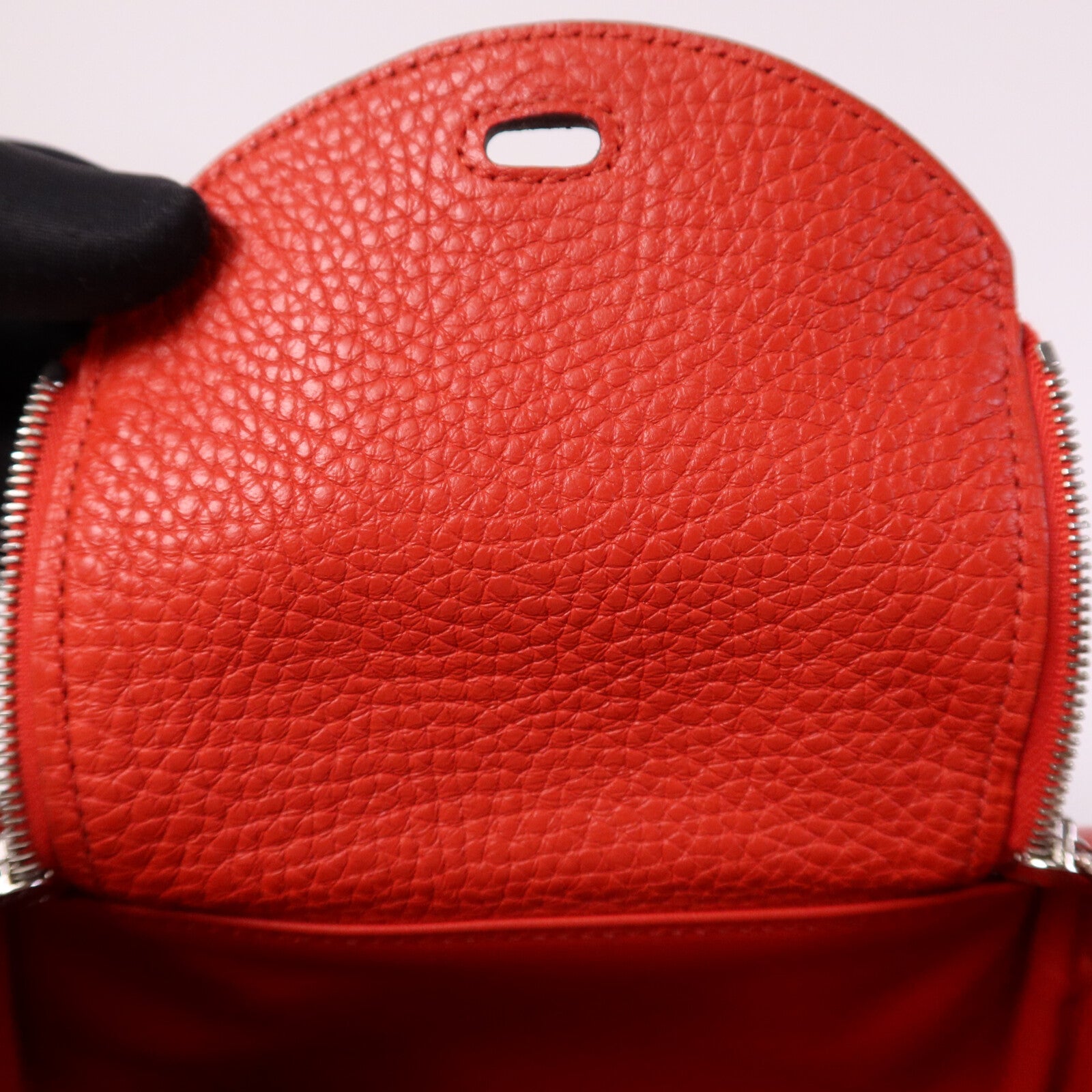 HERMES Clemence皮革Mini Lindy銀扣手挽肩背兩用袋Rouge de Coeur