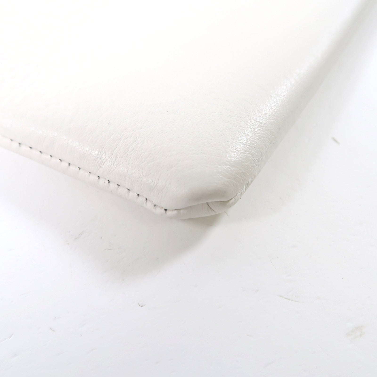 BALENCIAGA 【激減優惠】牛皮皮革Clutch Bag銀扣手拿包白色
