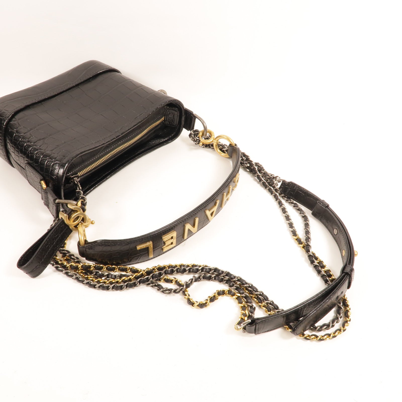 CHANEL 牛皮皮革Gabrielle Small鏈帶手挽肩背兩用袋