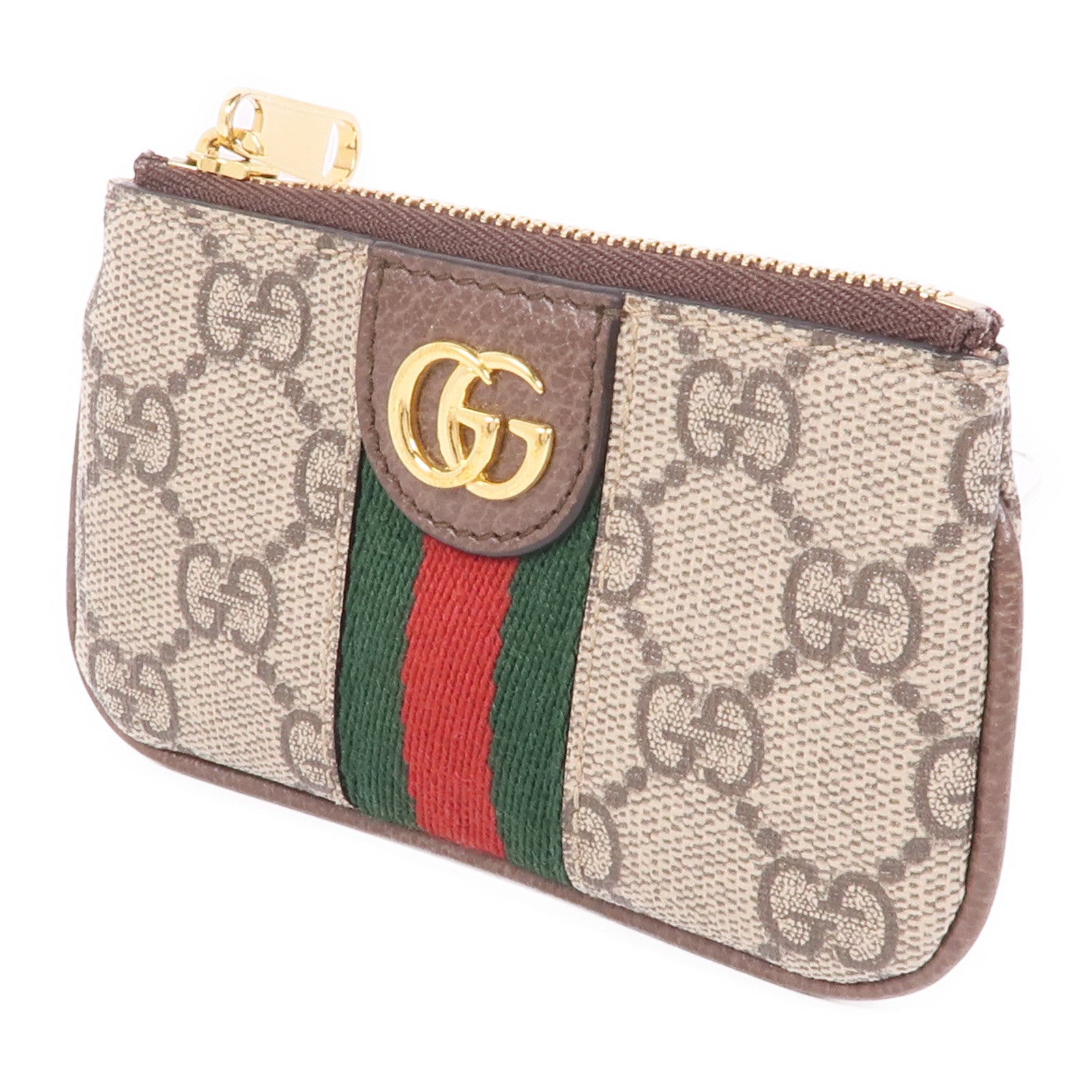 GUCCI GG GHW Ophidia Key Case 671722 Coated Canvas Brown