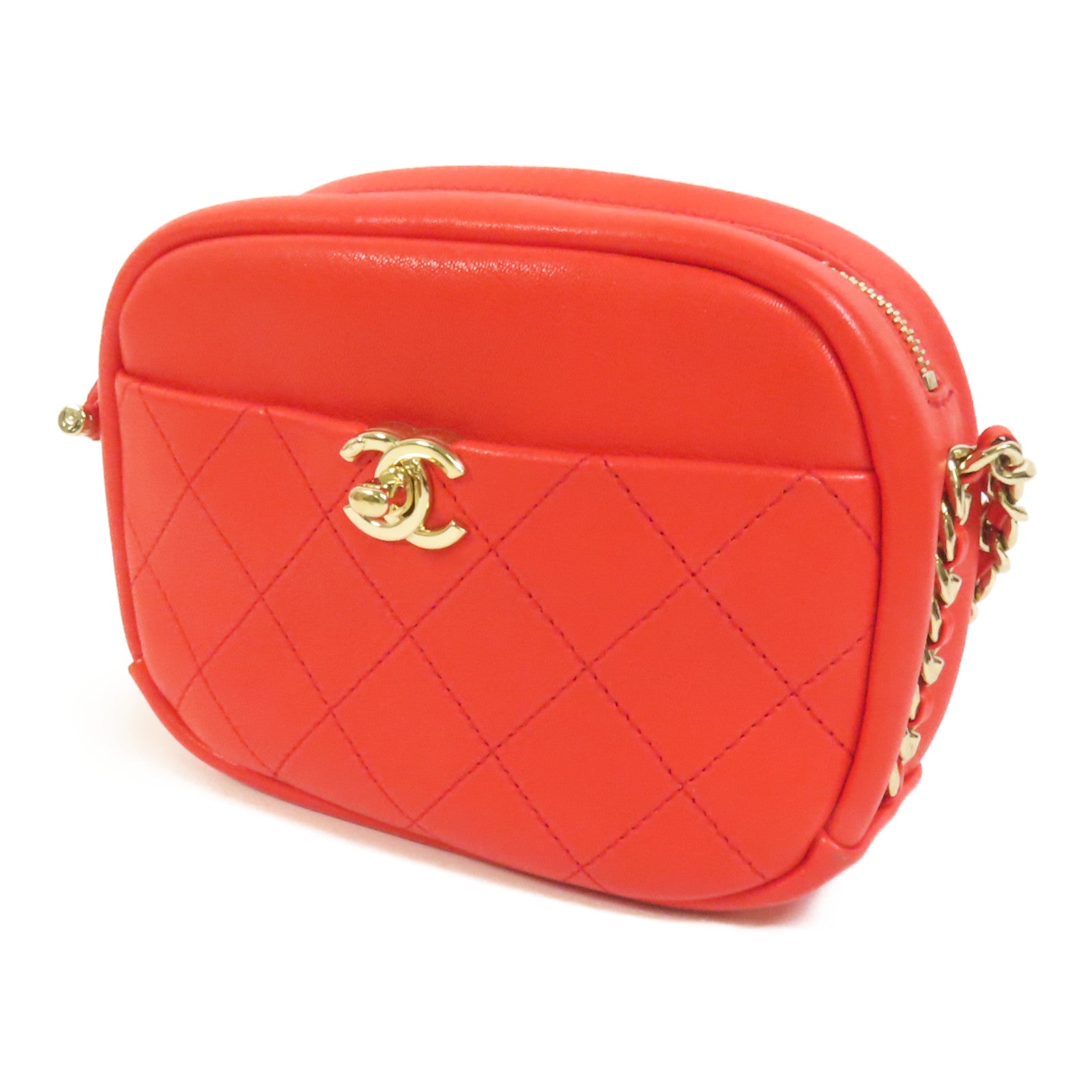 CHANEL 牛皮皮革Shoulder Bag金扣鏈帶肩背袋