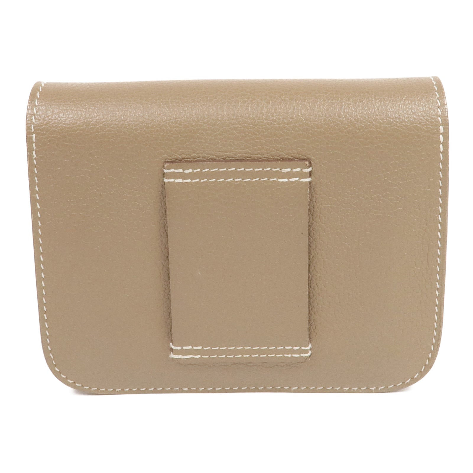 HERMES Evercolor皮革Constance Slim Wallet金扣錢包Etoupe