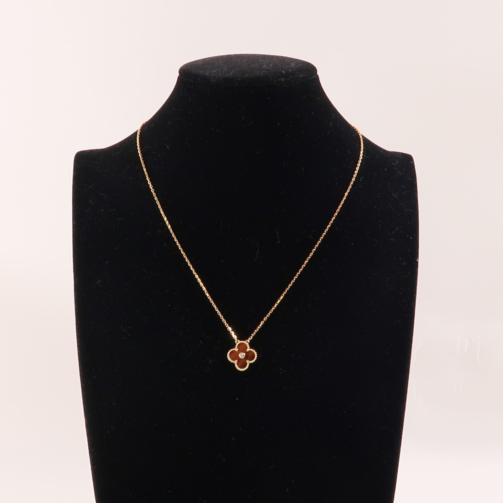 Van Cleef & Arpels 18K玫瑰金/鑽石Vintage Alhambra Pendant項鍊