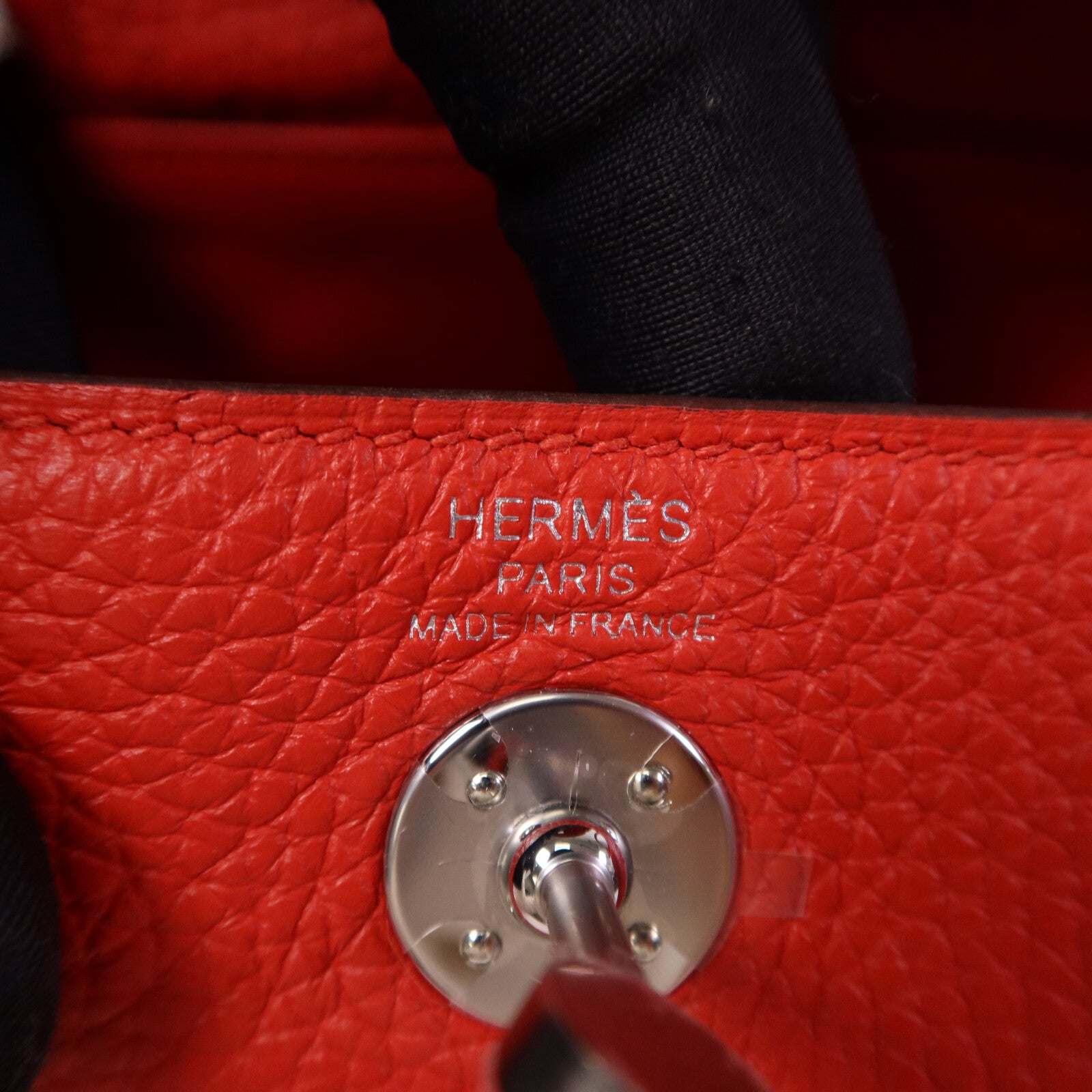 HERMES Clemence皮革Mini Lindy銀扣手挽肩背兩用袋Rouge de Coeur