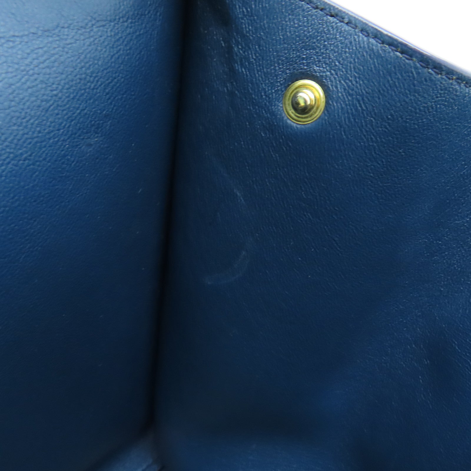 CELINE cowhide leather Trapeze gold buckle handle shoulder bag blue