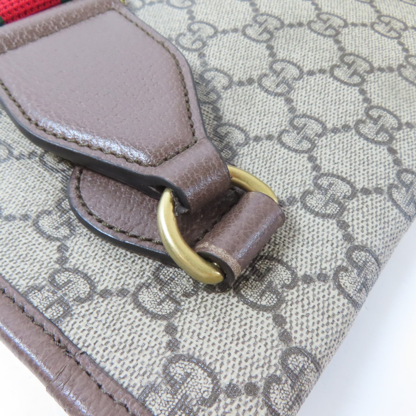 GUCCI 塗層帆布Neo Vintage金扣肩背袋啡色